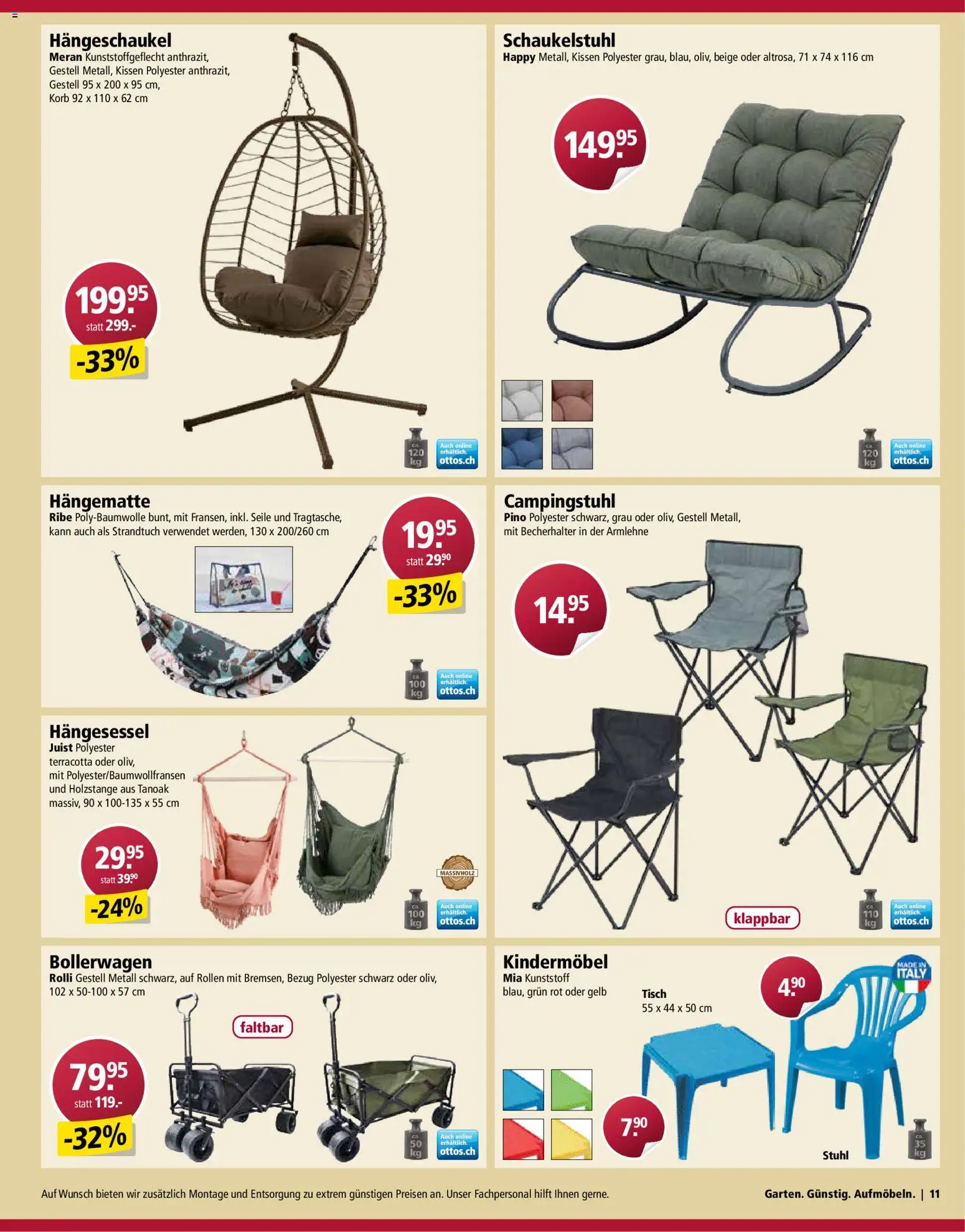 Otto's Aktionen Gartenmöbel – gültig ab 03.03.2026 | Seite: 11 | Produkte: Tisch, Kissen, Stuhl, Korb