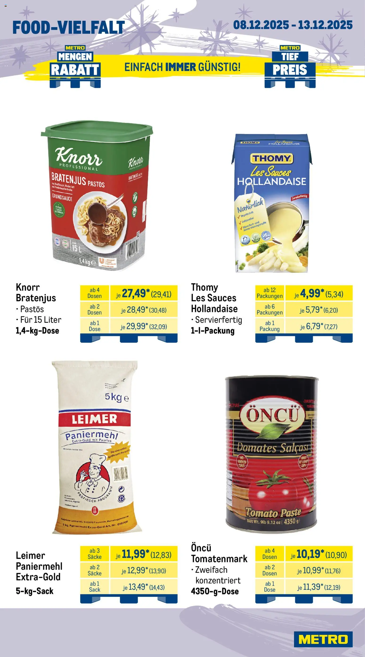 Metro Wochen-Angebote Gastro – gültig ab 08.12.2025 | Seite: 13 | Produkte: Knorr, Paprika, Salz, Fleisch