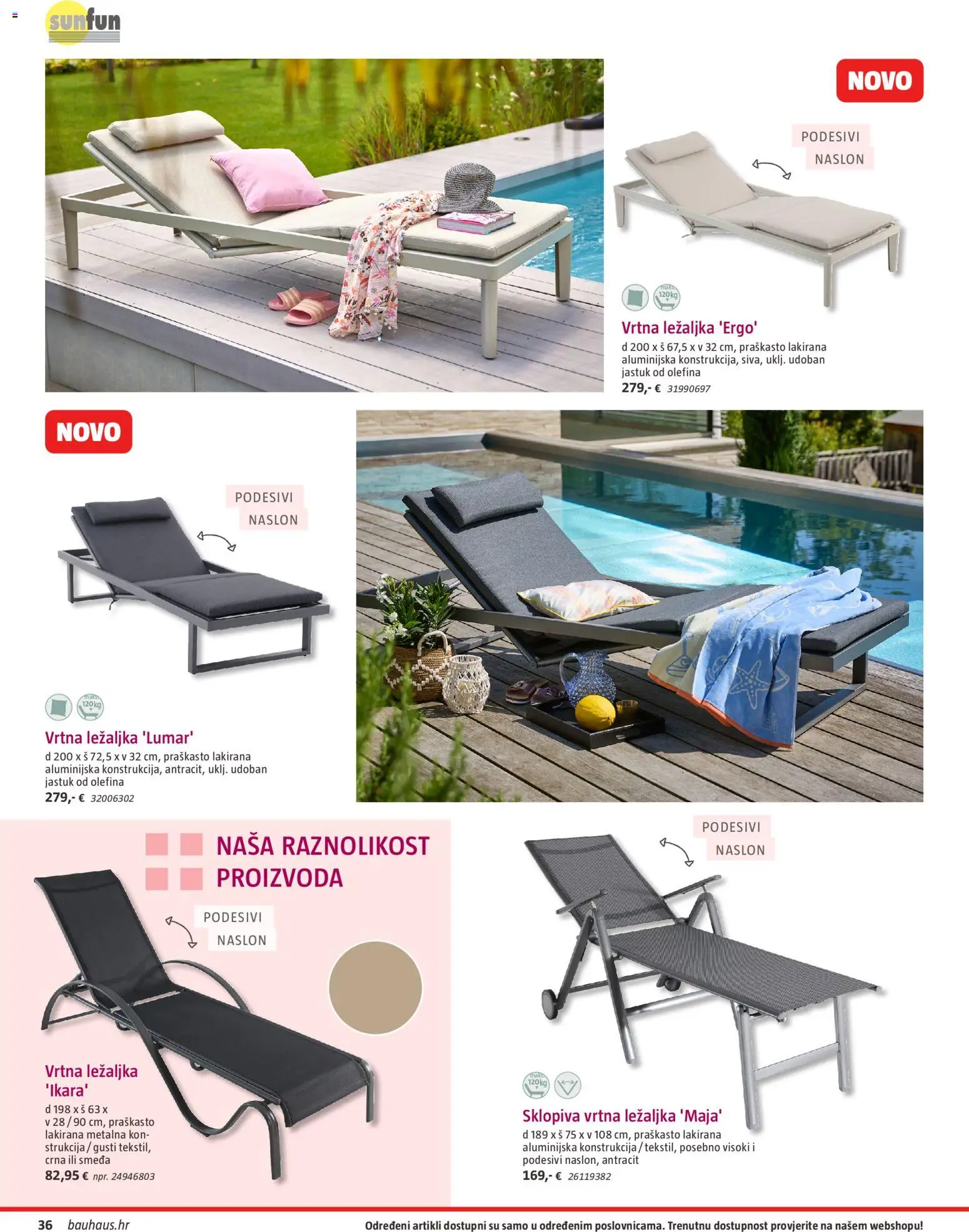Bauhaus katalog | vrijedi od 23.03.2026 | Stranica: 36 | Proizvodi: Jastuk, Ležaljka