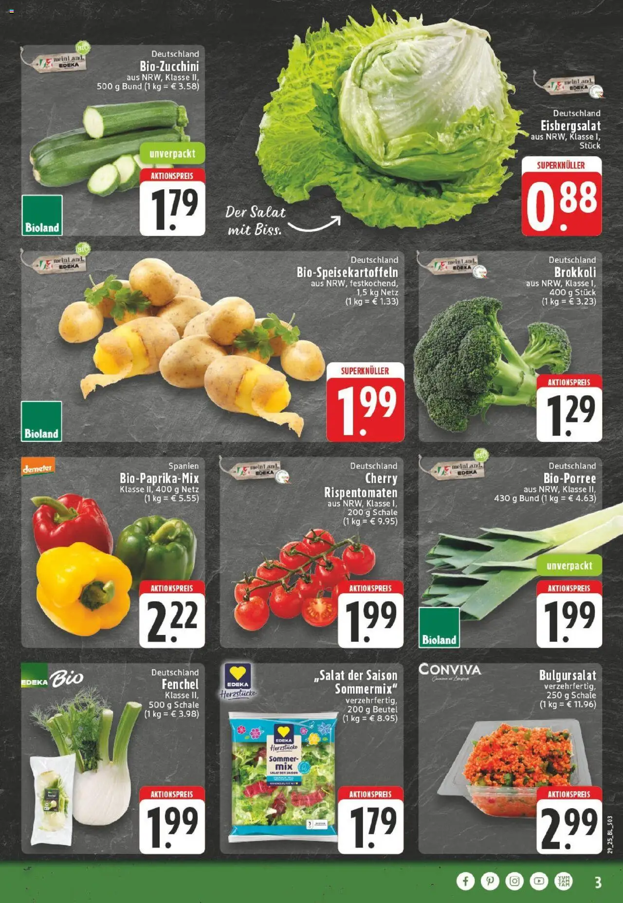Edeka prospekt Versmold	 - gültig ab dem 13.07.2025 | Seite: 3 | Produkte: Eisbergsalat, Brokkoli, Zucchini, Salat