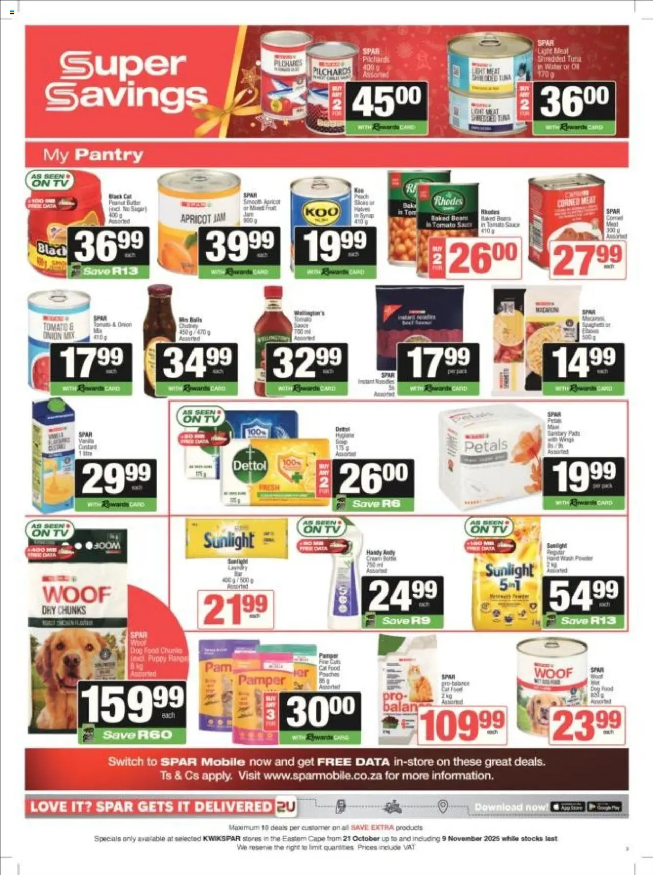 New KWIKSPAR catalogue – valid from 21.10.2025 | Page: 5 | Products: Corned meat, Baked beans, Light, Cat food