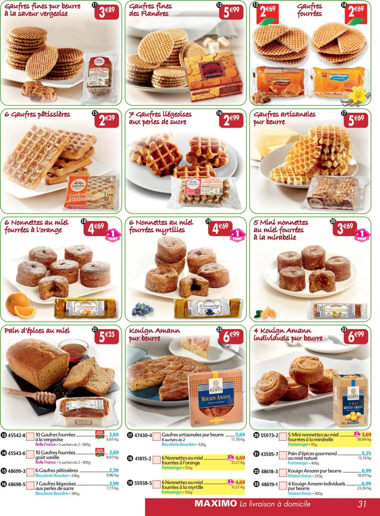  | Page: 31 | Produits: Miel, Beurre, Pain, Gaufres