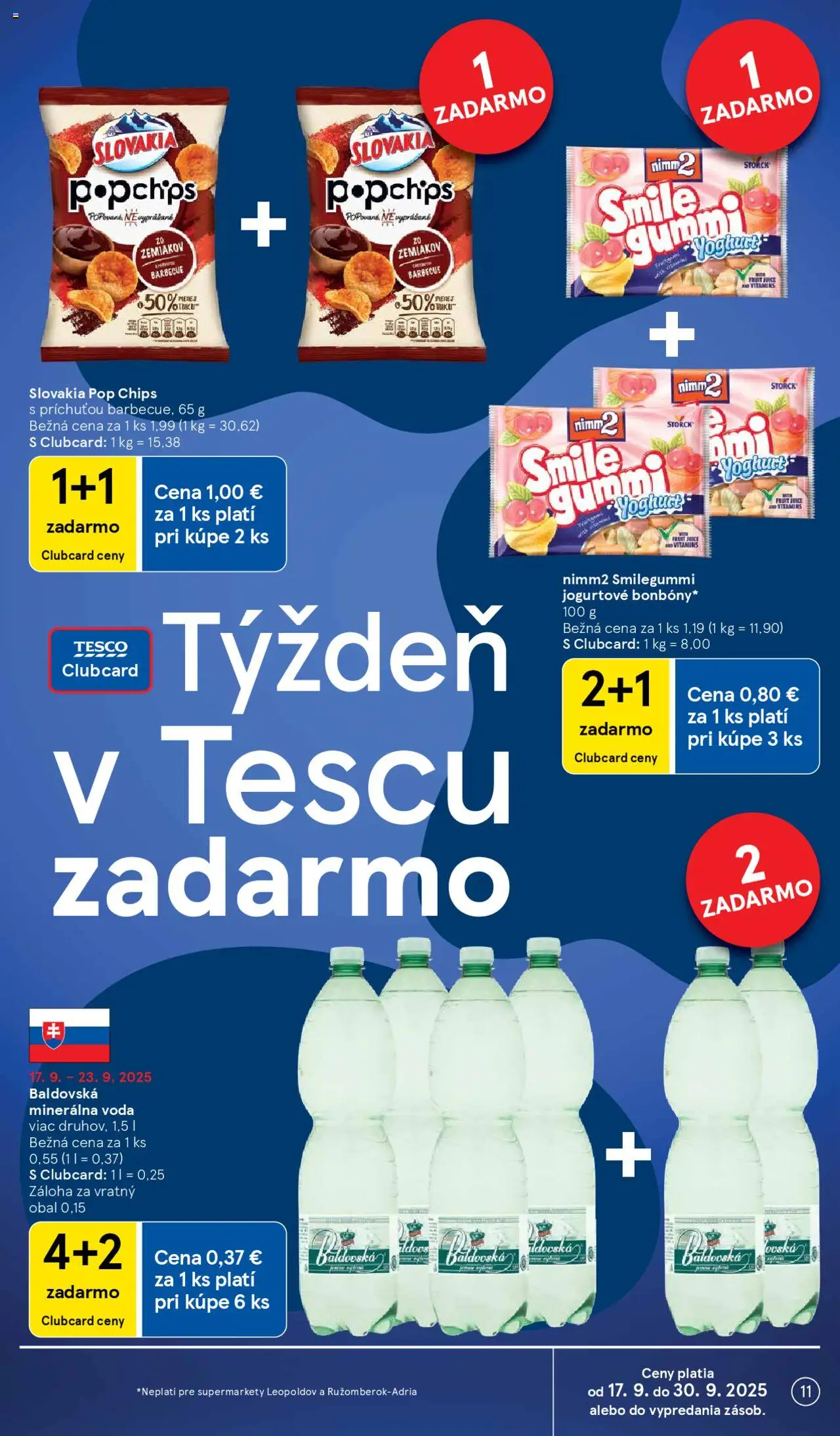 Nové Tesco akcie – leták je platný od 17.09.2025 | Strana: 11 | Produkty: Voda, Minerálna voda, Baldovská