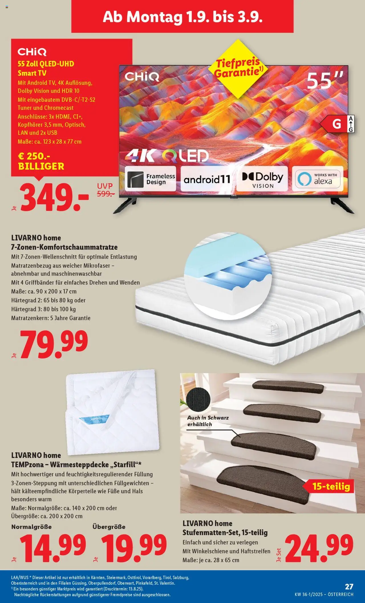 Lidl Flugblatt - Altenmarkt im Pongau, St. Johann im Pongau, Zell am See gültig ab 28.08.2025 | Seite: 31 | Produkte: TV, Kopfhörer, USB