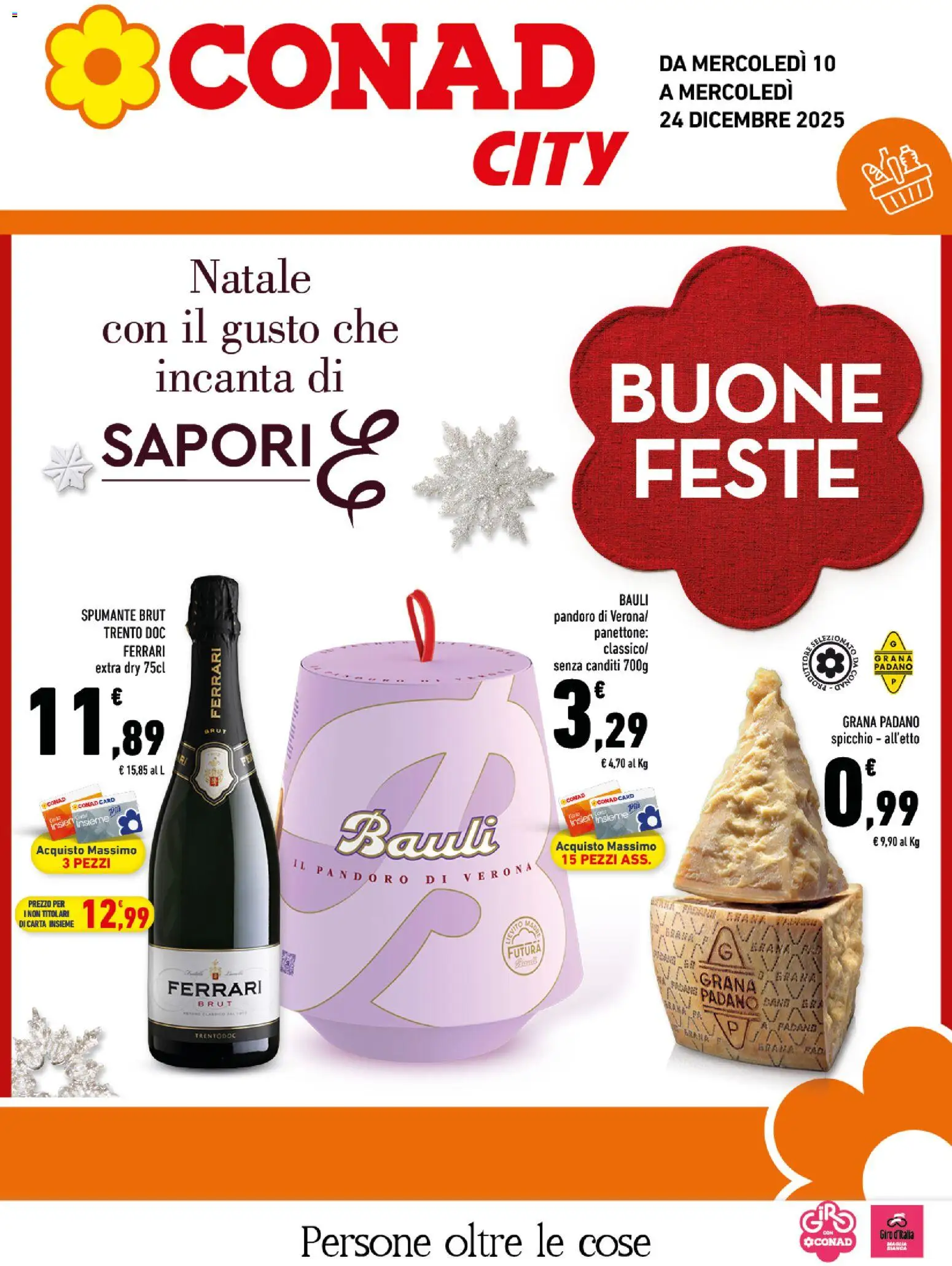 Volantino Conad del 10.12.2025 | Pagina: 1 | Prodotti: Pandoro, Panettone, Spumante, Grana Padano