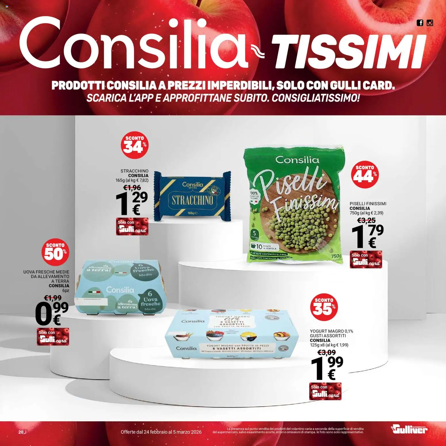 Volantino Gulliver del 24.02.2026 | Pagina: 20 | Prodotti: Yogurt, Uova, Piselli, Stracchino