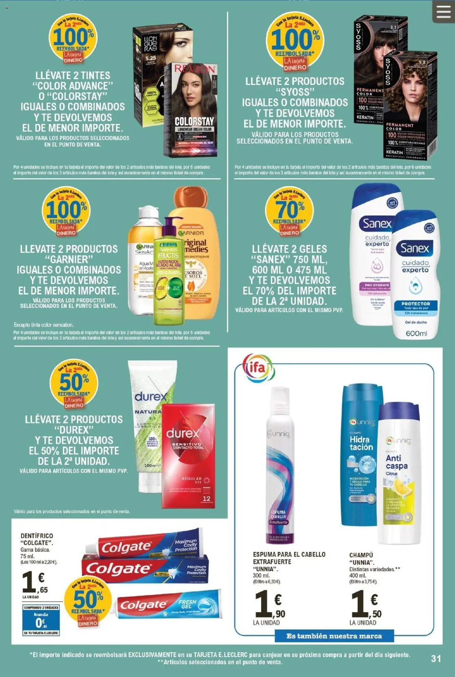 E.Leclerc folleto │ válido desde el 19.11.2025 | Página: 31 | Productos: Tinte, Champú, Té, Ducha