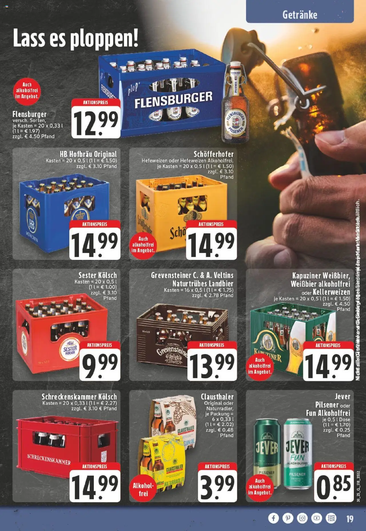 Edeka prospekt Leverkusen	 - gültig ab dem 20.07.2025 | Seite: 19 | Produkte: Weißbier, Flensburger, Jever, Veltins