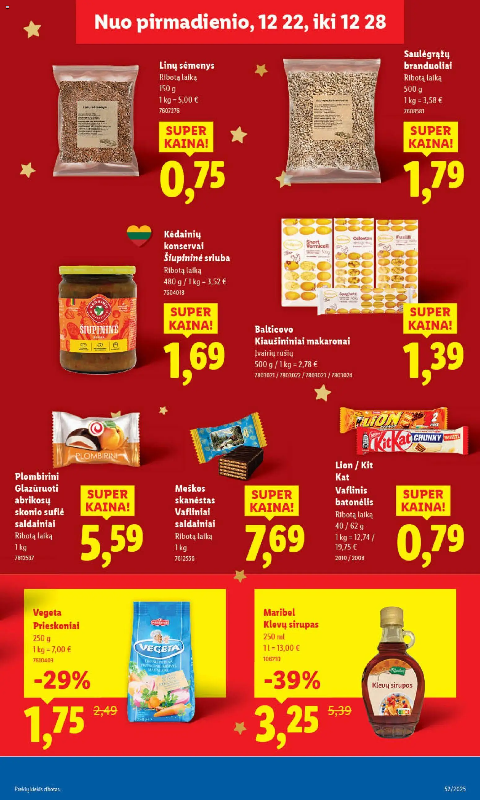 LIDL akcijos nuo 26.12.2025 | Puslapis: 37 | Prekių: Konservai, Prieskoniai, Saldainiai, Makaronai