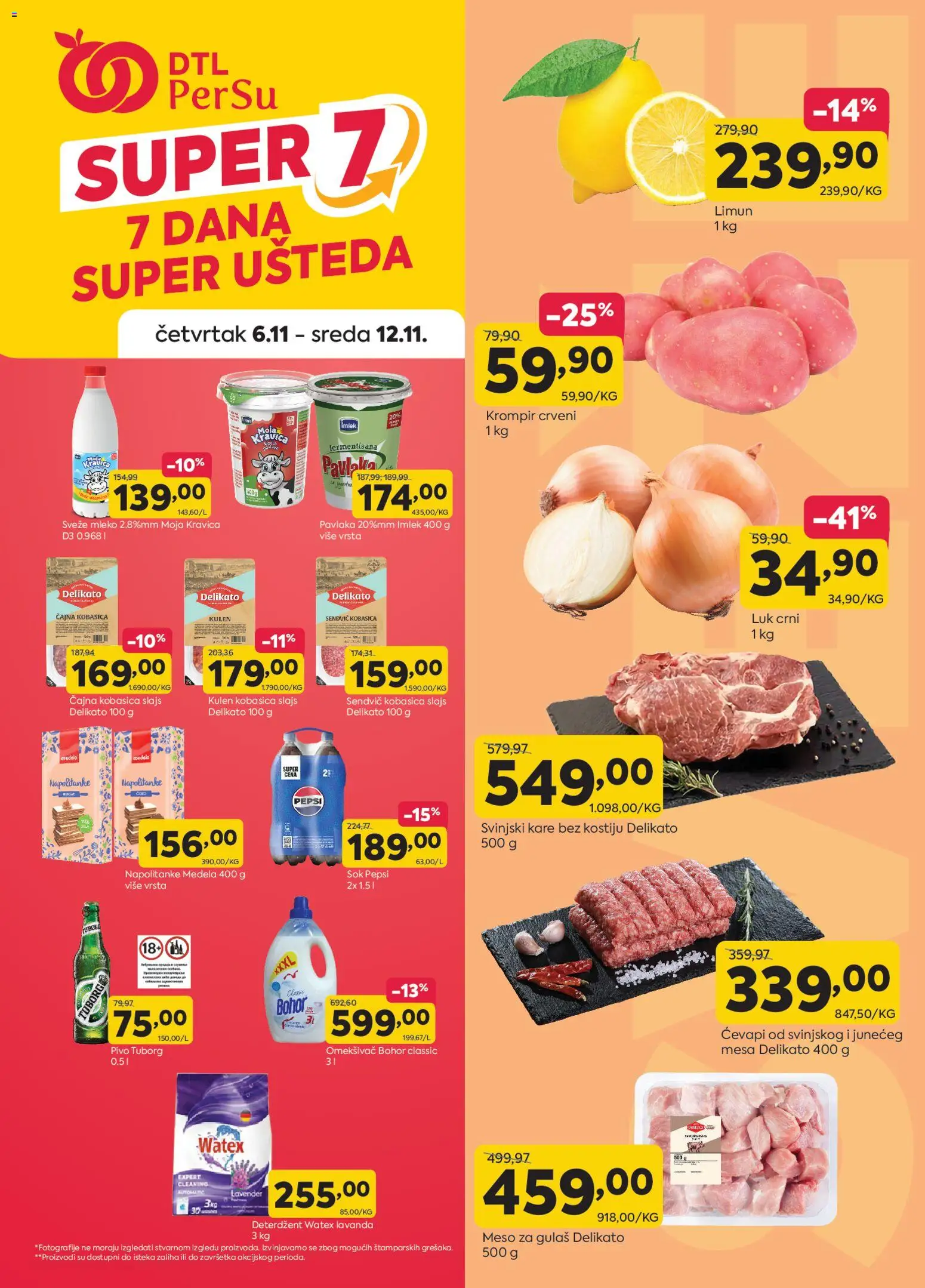 PerSu katalog - važi od 06.11.2025 | Strana: 1 | Proizvode: Sveže mleko, Sok, Napolitanke, Pepsi