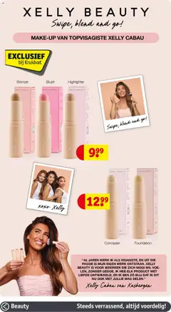 XELLY BEAUTY Concealer, Concealer stick - Voorbeeld van een folder van Kruidvat, geldig van 07.10.2025 | Pagina: 8 | Producten: Blush, Concealer, Bronzer, Foundation