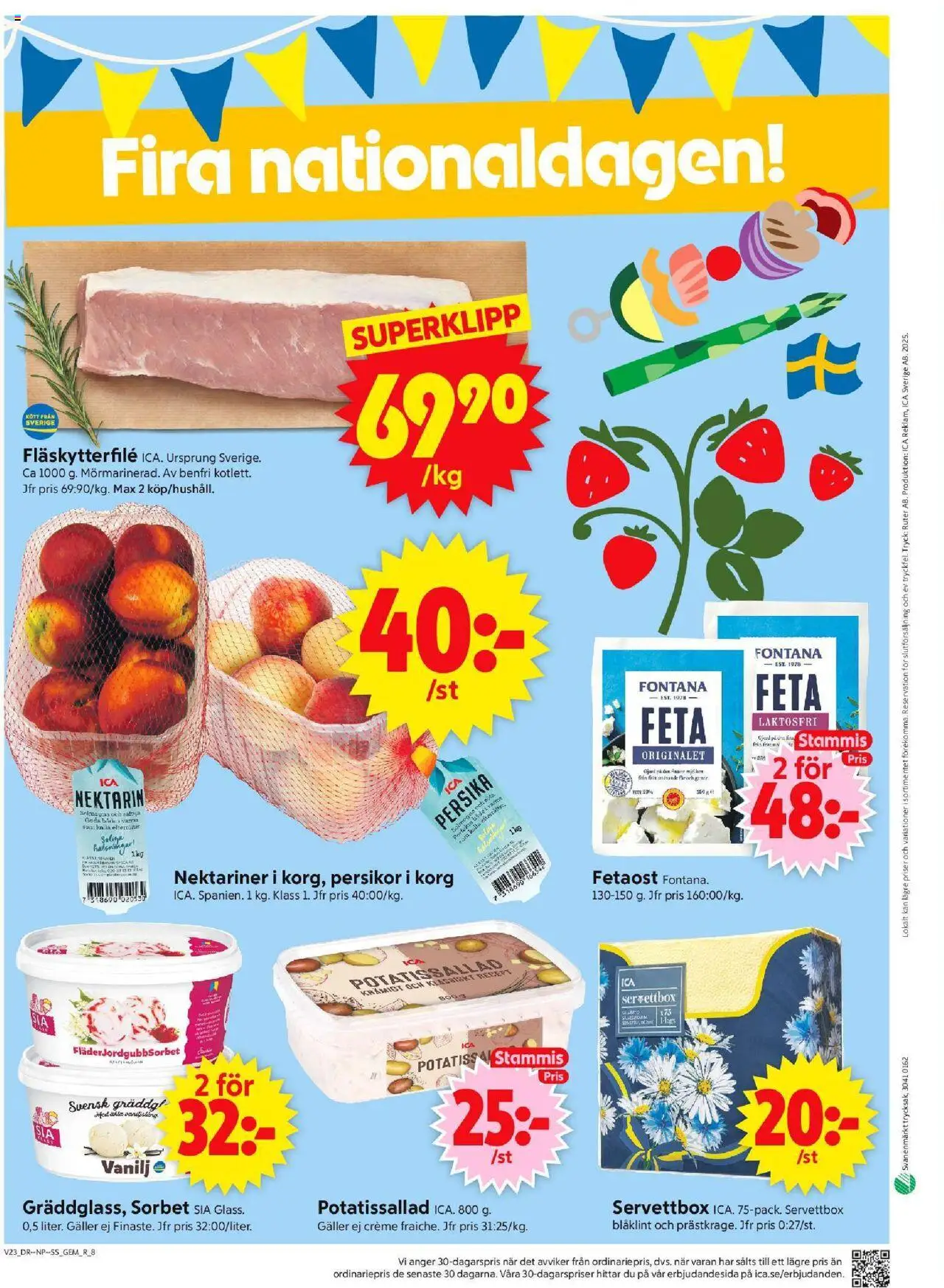 ICA Supermarket reklamblad aktuell från 02.06.2025 | Sida: 10 | Produkter: Galler, Fläskytterfilé, Korg, Persika