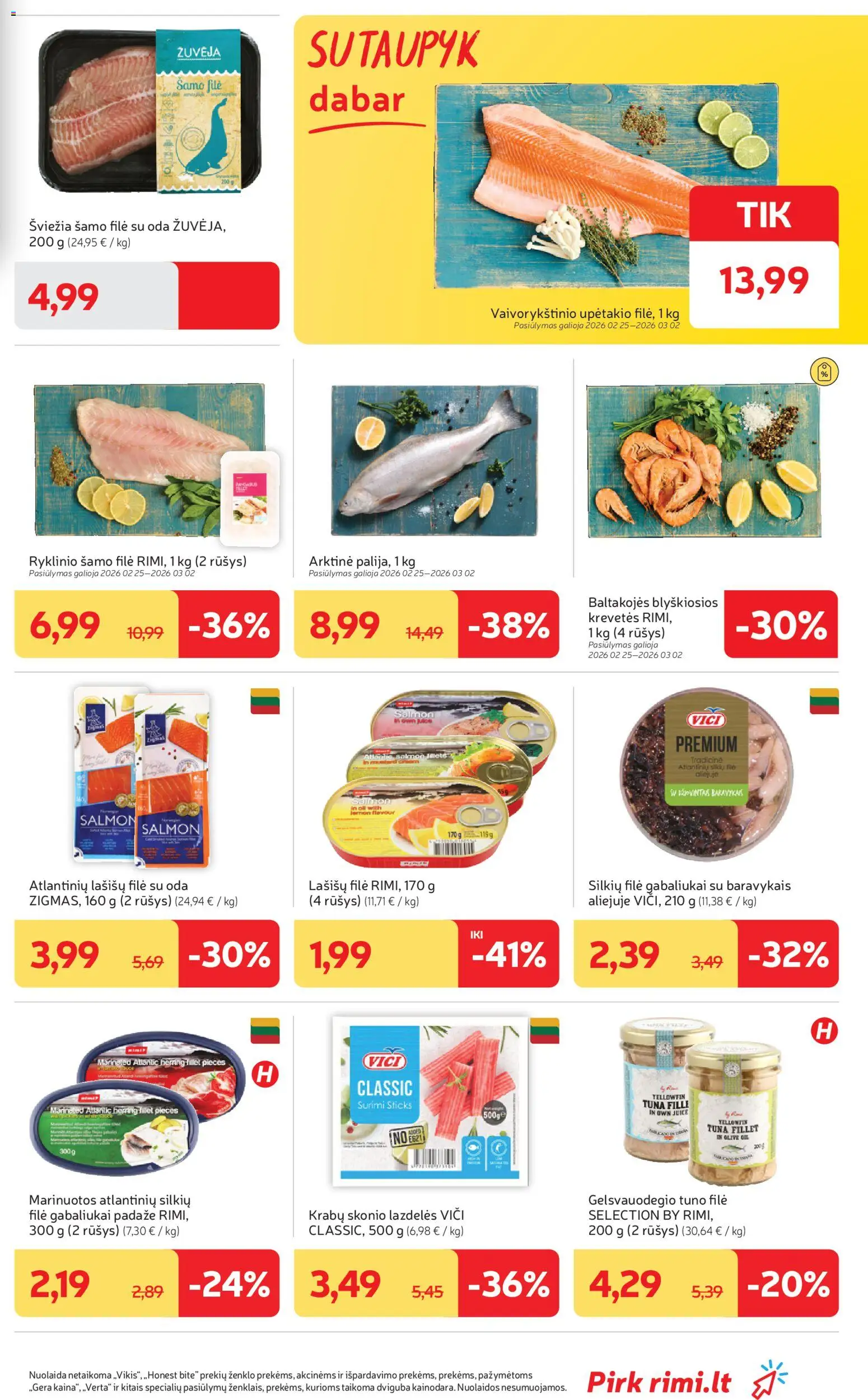 Rimi akcijos nuo 24.02.2026 | Puslapis: 7 | Prekių: Lašišų filė
