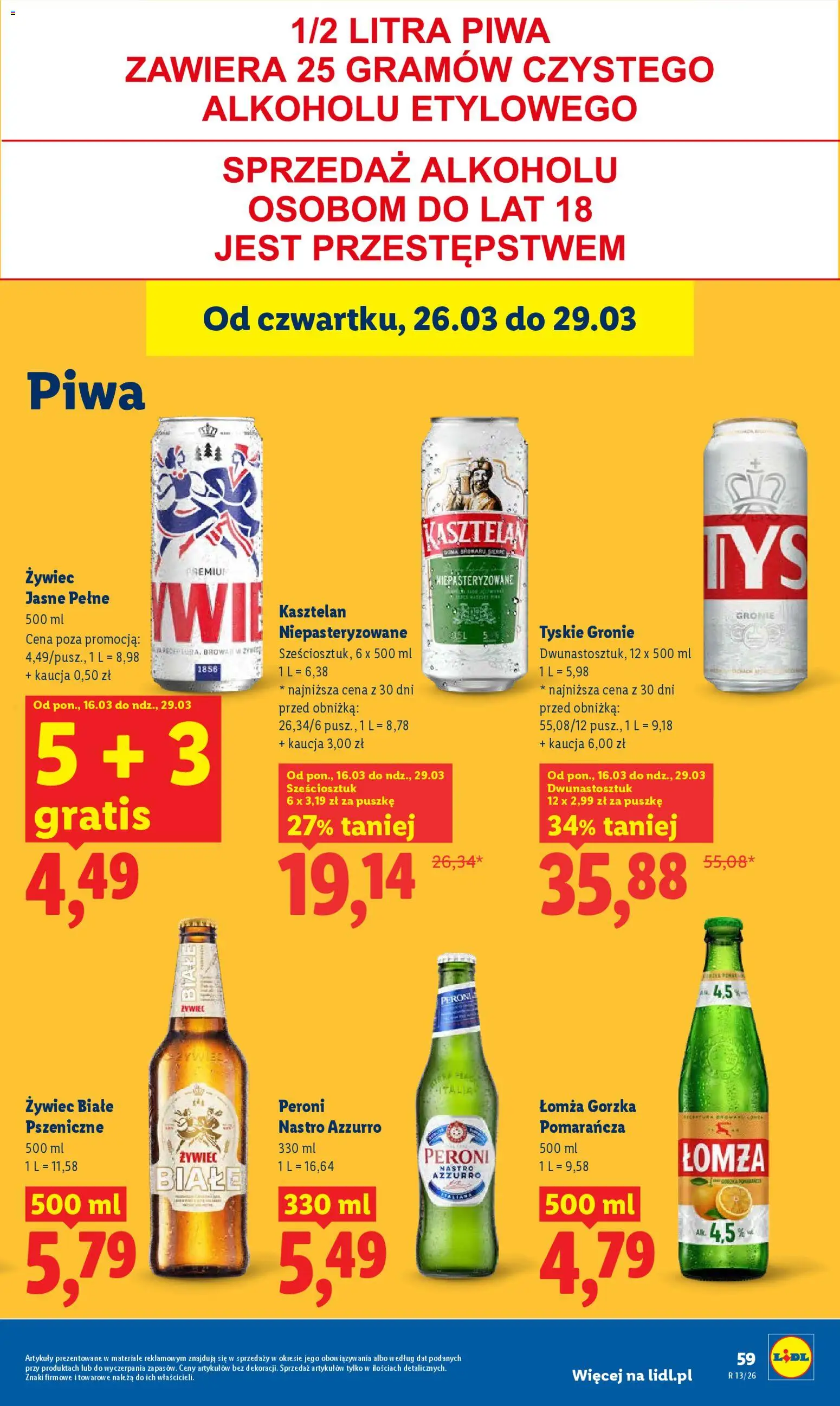 Lidl gazetka od 26.03.2026 | Strona: 59 | Produkty: Tyskie