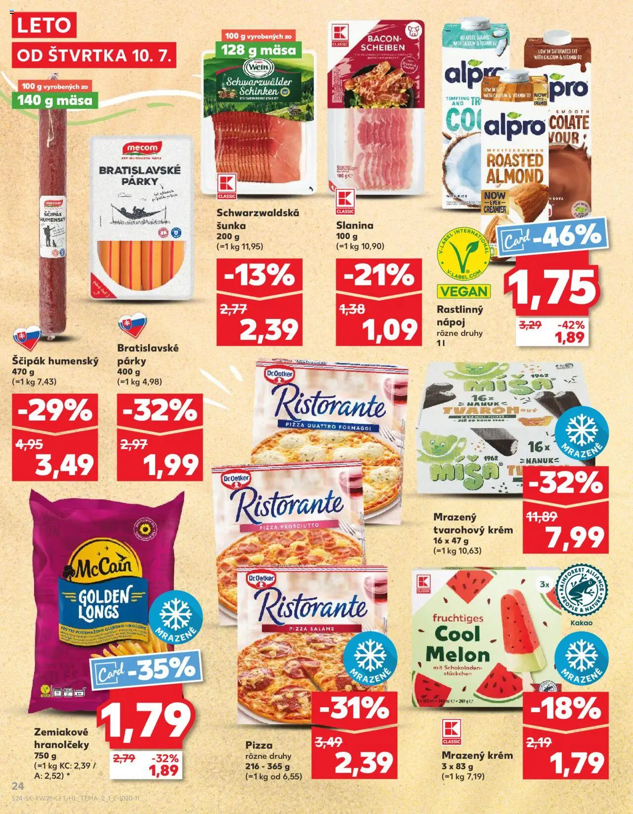 Kaufland Partizánske │ platný od 10.07.2025 | Strana: 24 | Produkty: Šunka, Pizza, Krém, Kakao
