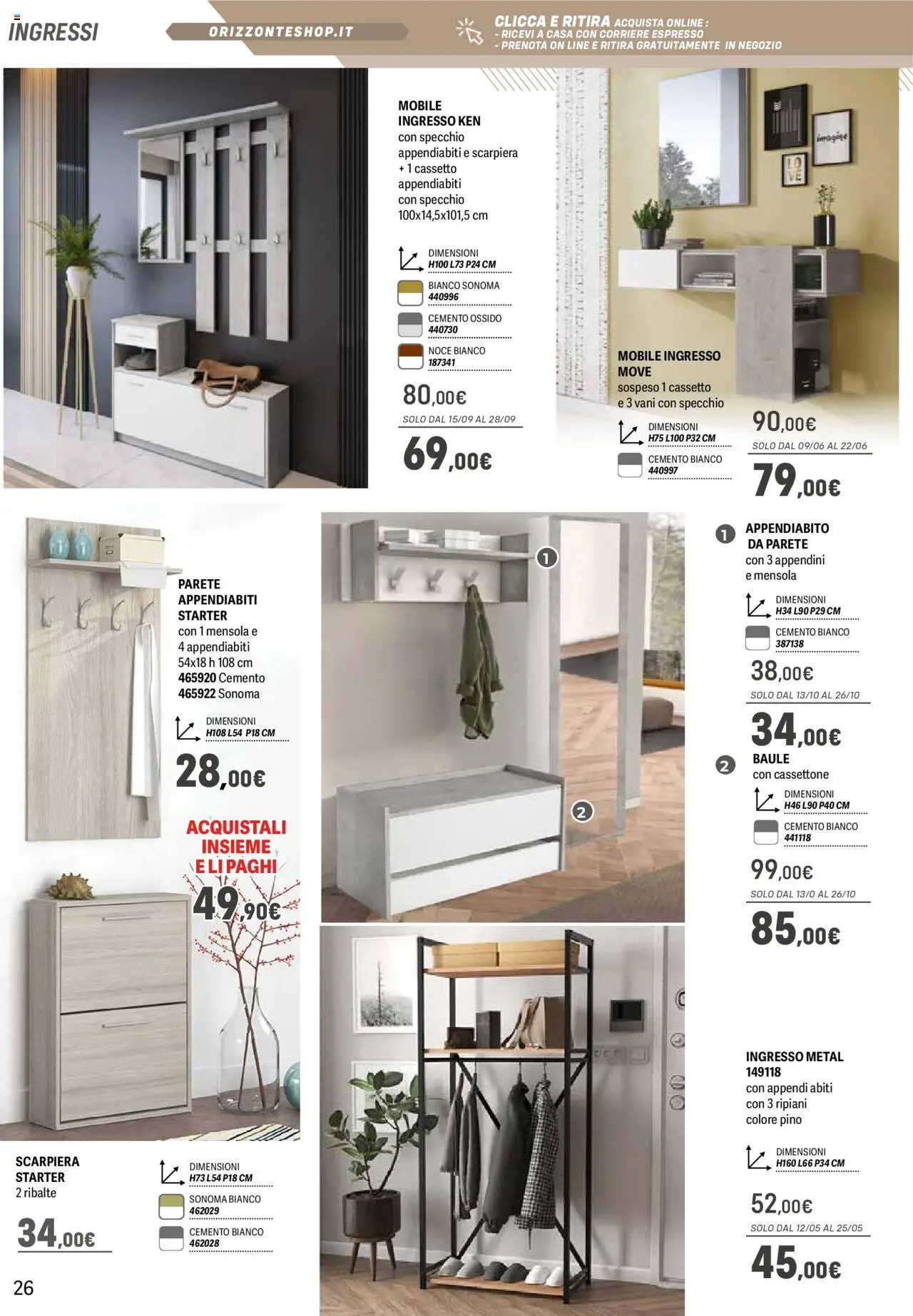 Volantino Orizzonte del 09.05.2025 | Pagina: 26 | Prodotti: Mobile, Mensola, Specchio, Appendiabiti