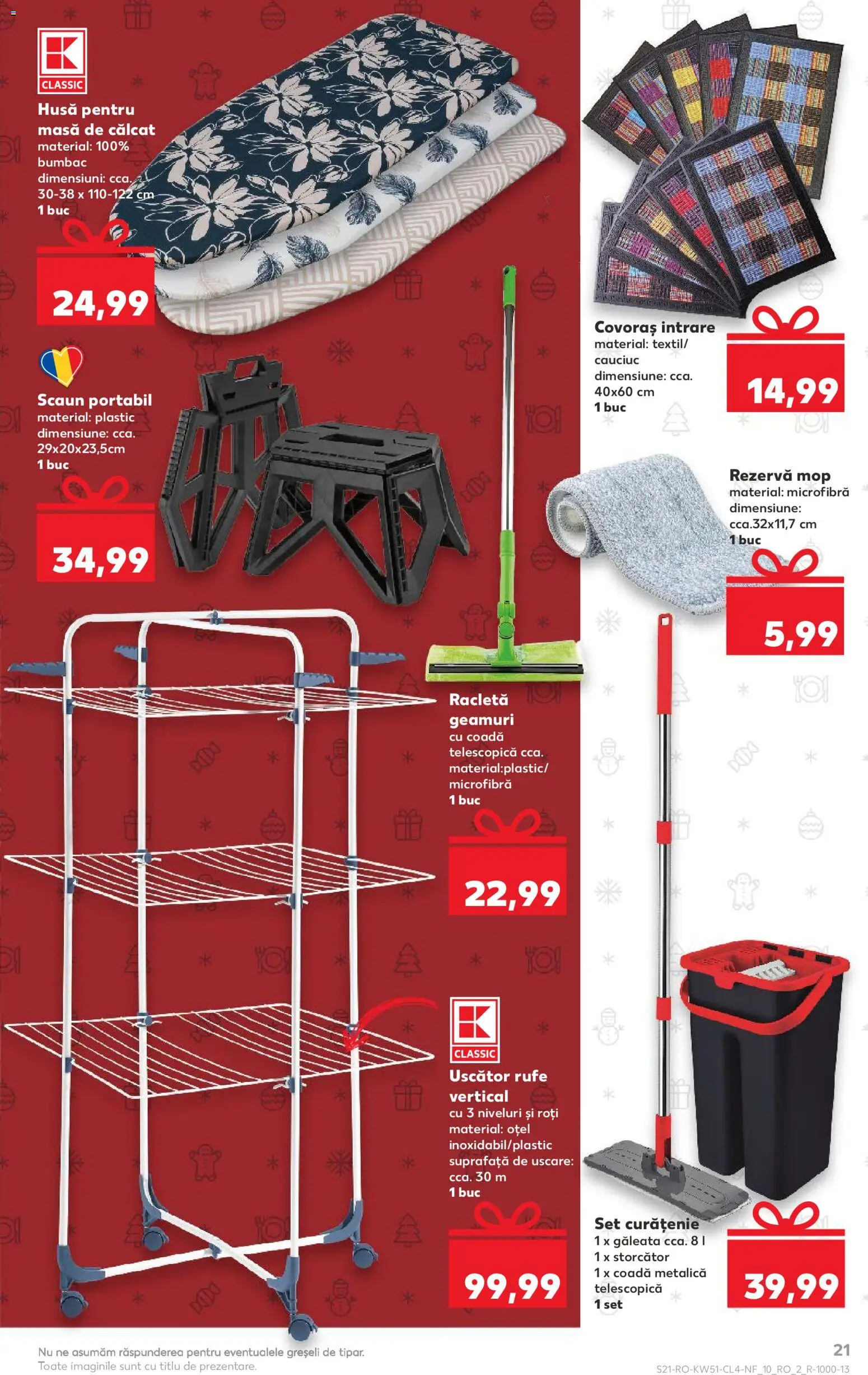 Noul catalog Kaufland – valabil de la 17.12.2025 | Pagină: 21 | Produse: Storcător, Mop, Scaun, Masă de călcat