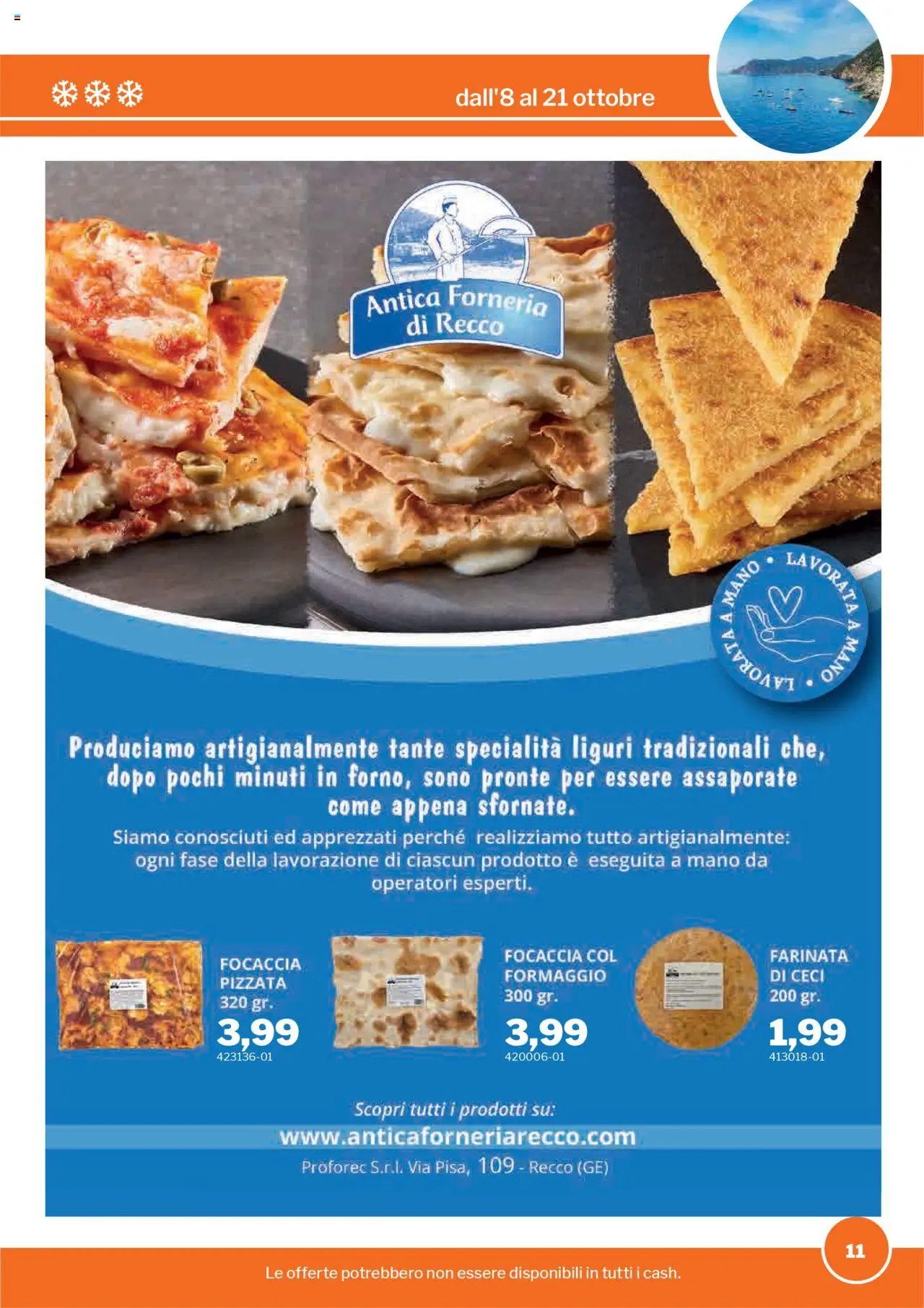 Volantino Sogegross del 08.10.2025 | Pagina: 11 | Prodotti: Focaccia, Ceci, Formaggio