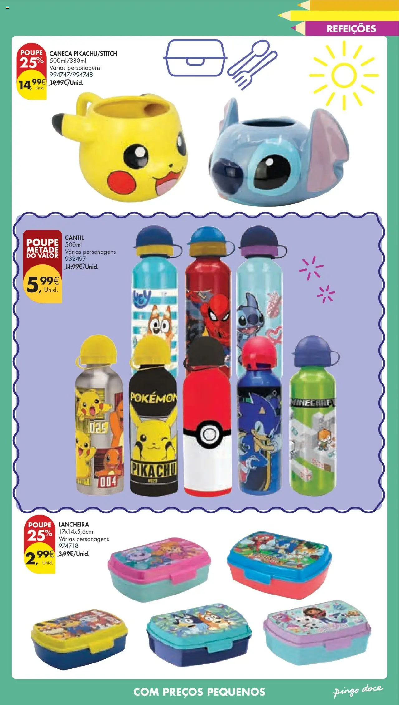 Pingo Doce Regresso às Aulas Hipers │ válido de 05.08.2025 | Página: 25 | Produtos: Cantil, Caneca