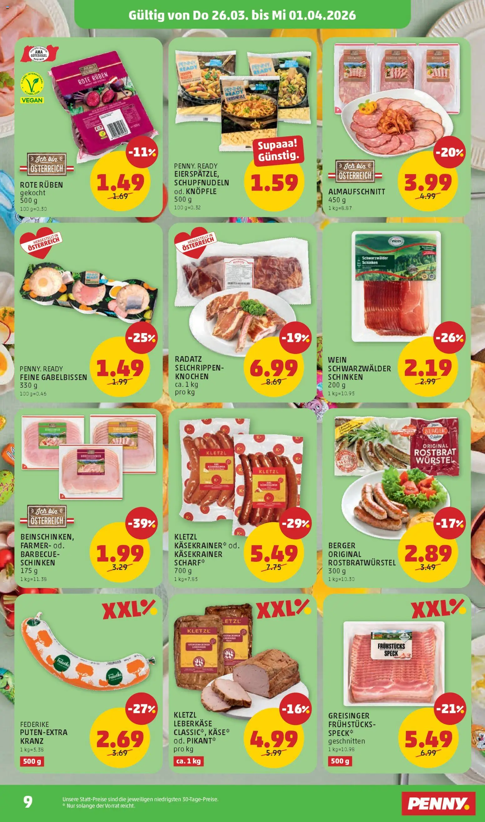Penny Markt - Flugblatt gültig ab 26.03.2026 | Seite: 9 | Produkte: Eier, Schinken, Wein