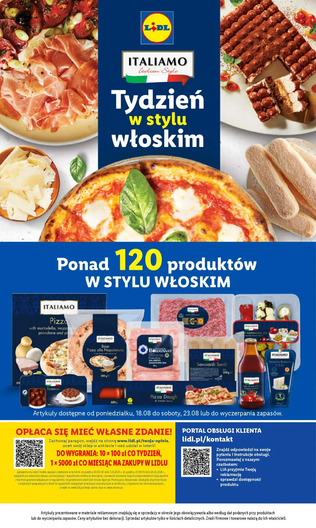 Lidl Katalog od 18.08.2025 | Strona: 50 | Produkty: Pecorino, Tiramisu, Pizza
