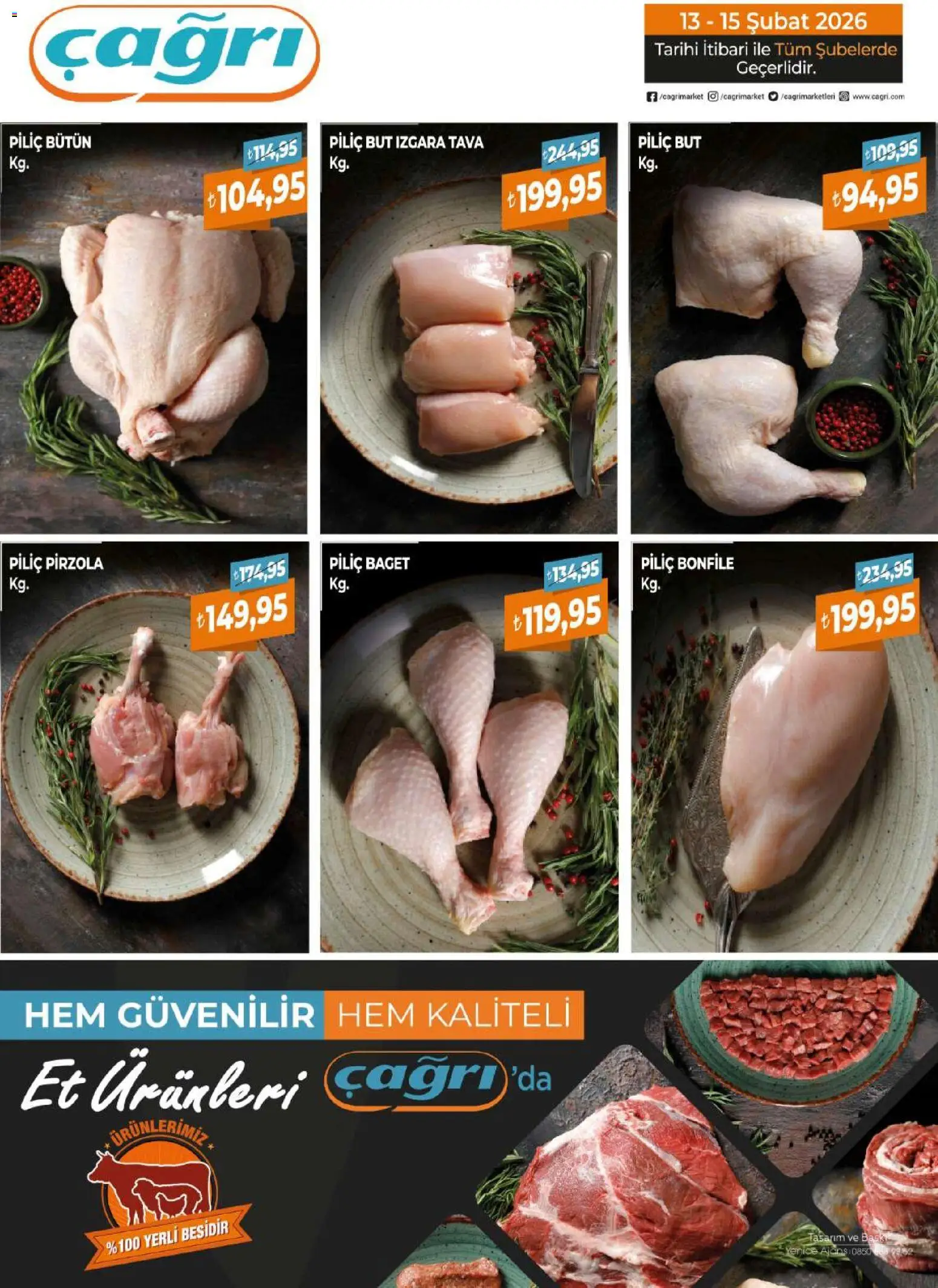 Çağrı Market - Piliç Katalog - 13.02.2026 tarihinden itibaren geçerlidir | Sayfa: 1 | Ürünler: Piliç, Piliç bonfile, Pirzola, Izgara