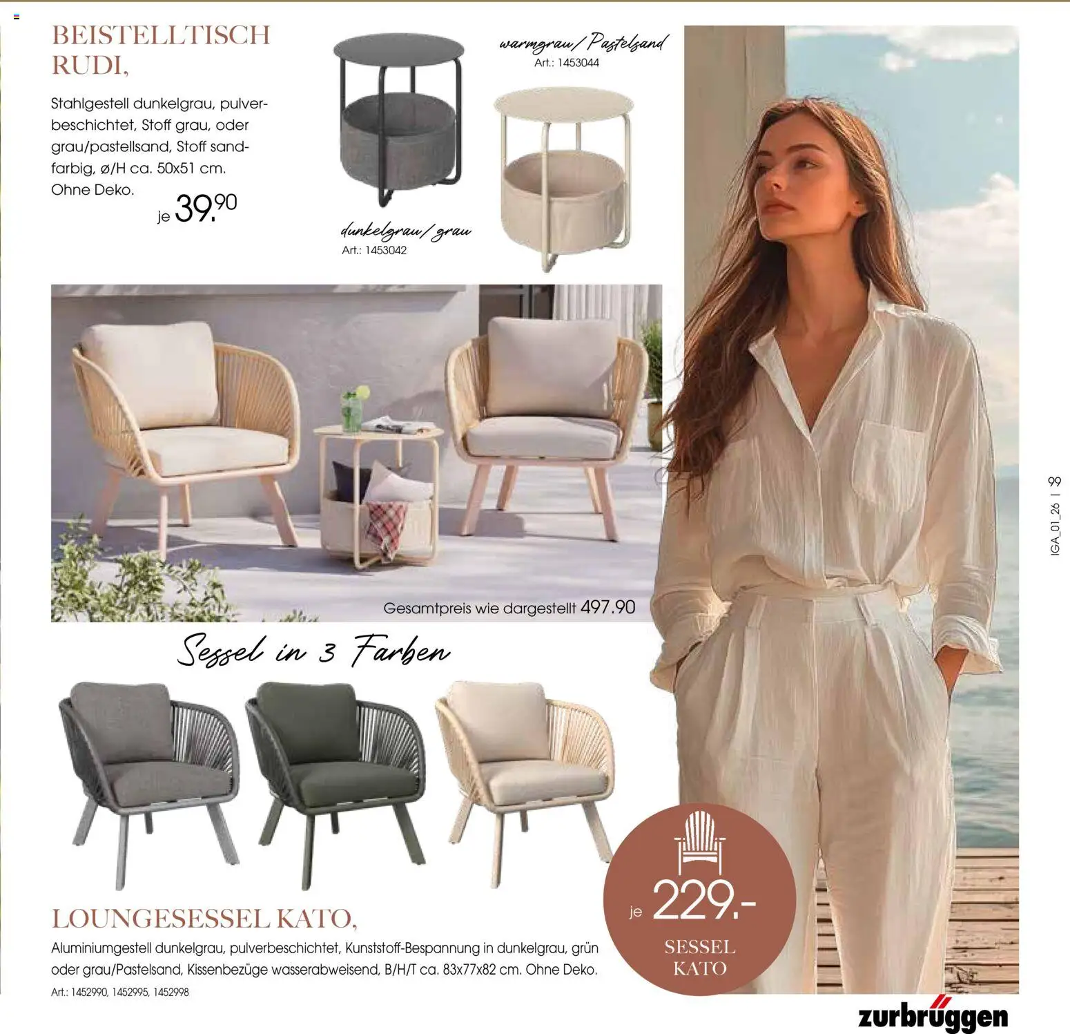 Zurbrüggen Sommer 2026 – gültig ab 19.03.2026 | Seite: 99 | Produkte: Beistelltisch, Sessel