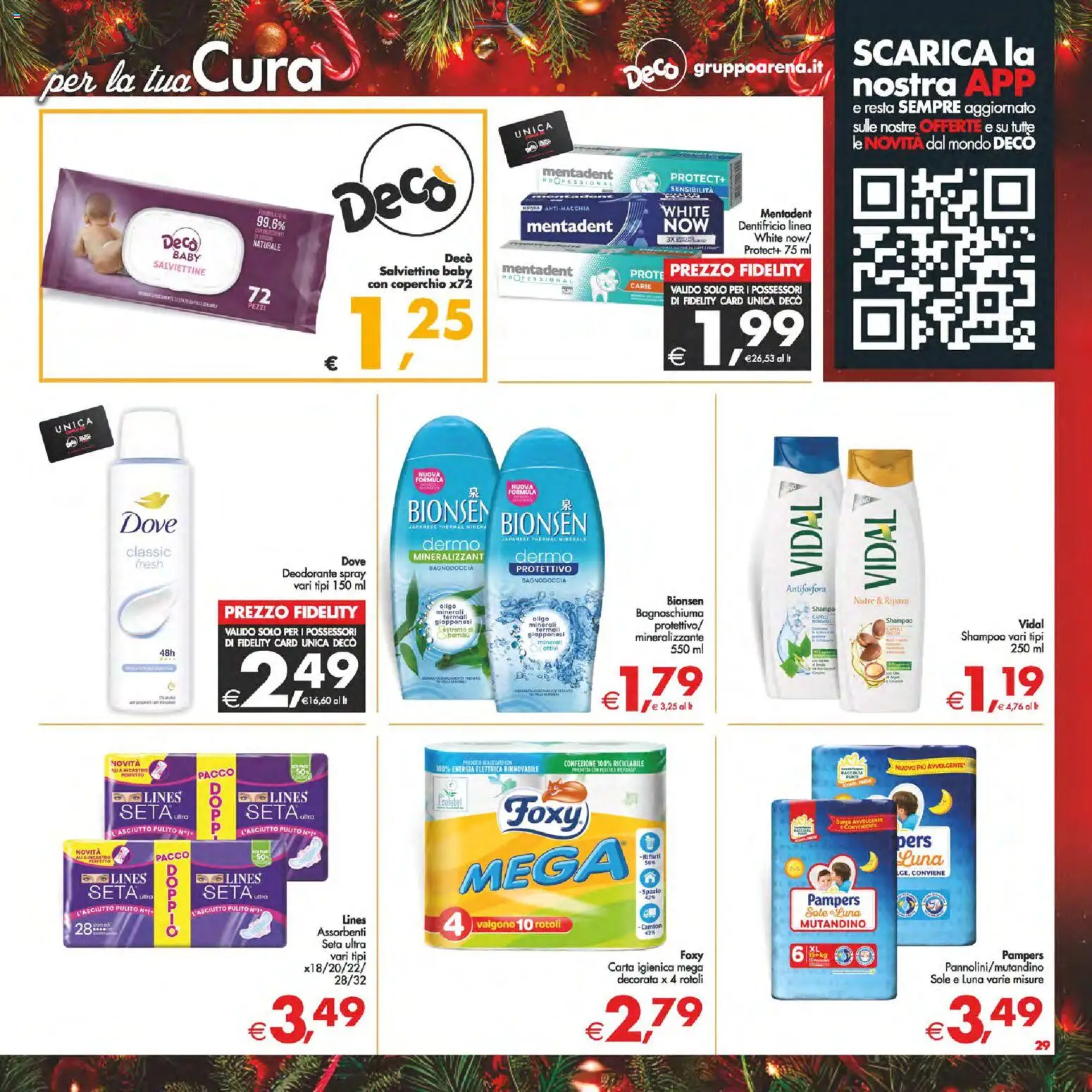 Volantino Decò del 16.12.2025 | Pagina: 29 | Prodotti: Carta igienica, Bagnoschiuma, Dentifricio, Pampers