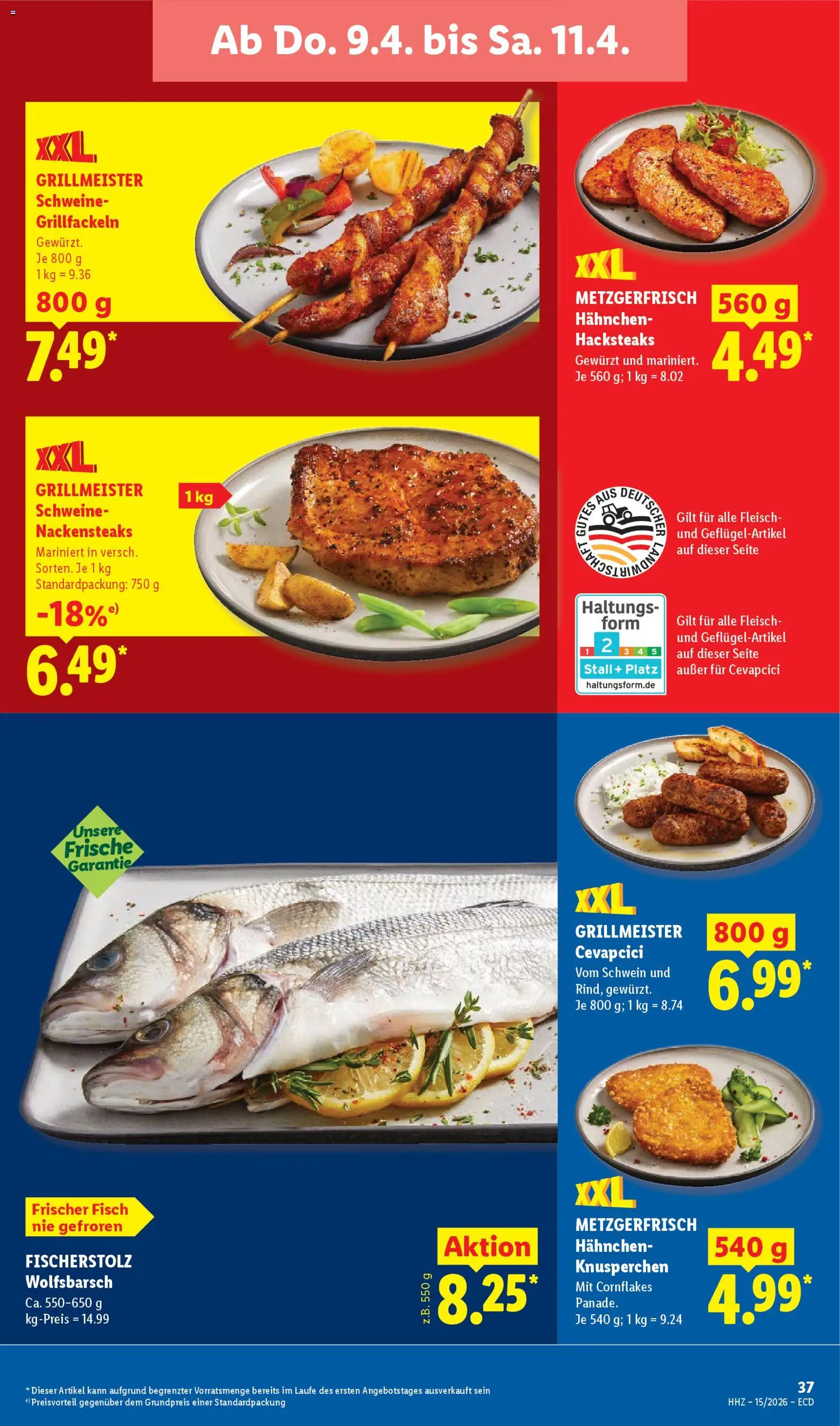 Lidl Prospekt – gültig ab 07.04.2026 | Seite: 55 | Produkte: Nackensteaks, Hahnchen, Cevapcici, Fisch