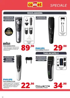 Anteprima del volantino Comet Piccoli Elettrodomestici Stiro, Pulizia e Cura Persona catalogo valido a partire dal 14.11.2025 | Pagina: 10 | Prodotti: Pettine, Regolabarba, Batteria