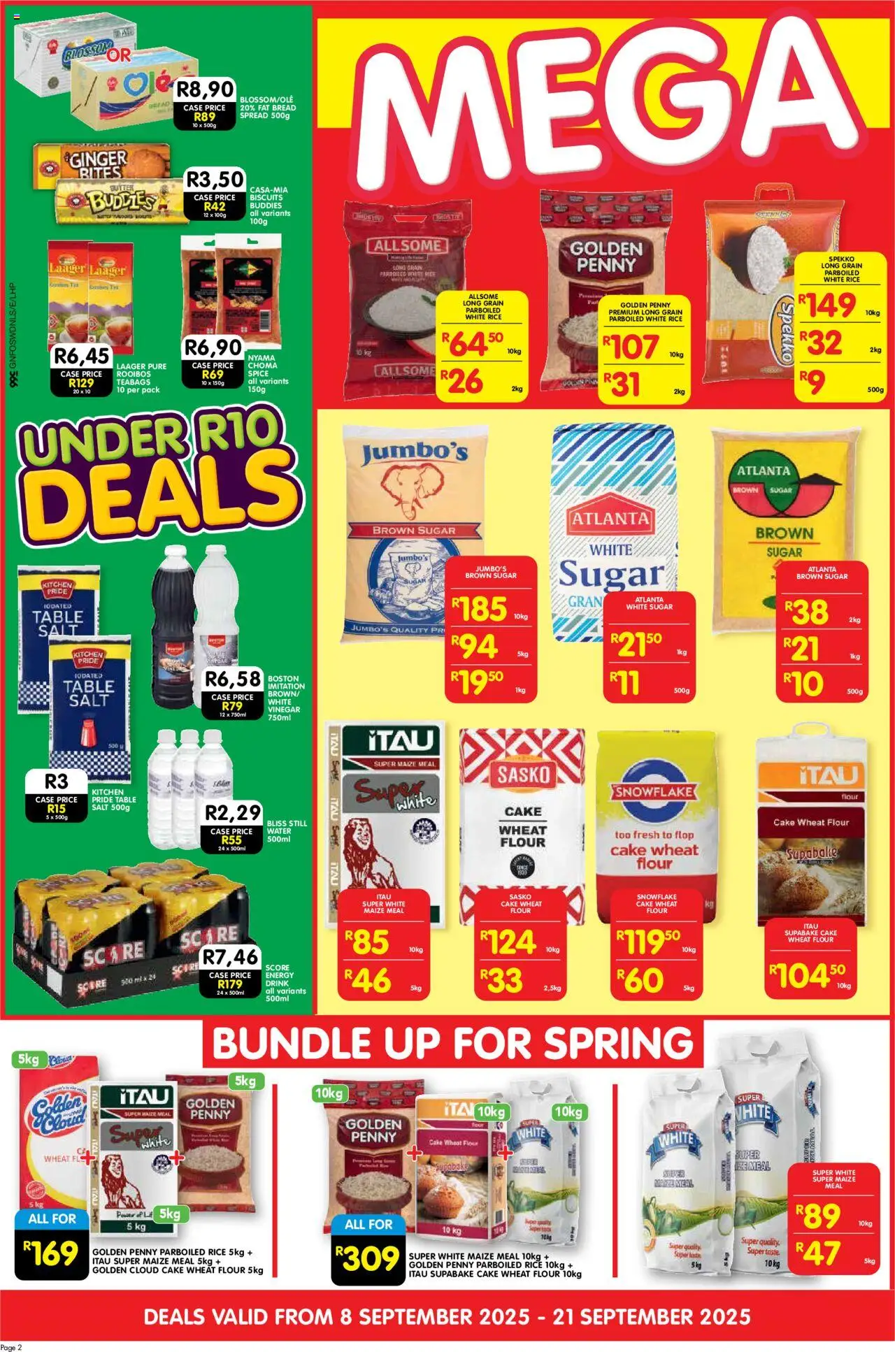 New Shoprite catalogue – valid from 08.09.2025 | Page: 2 | Products: Bread, Biscuits, Water, Salt