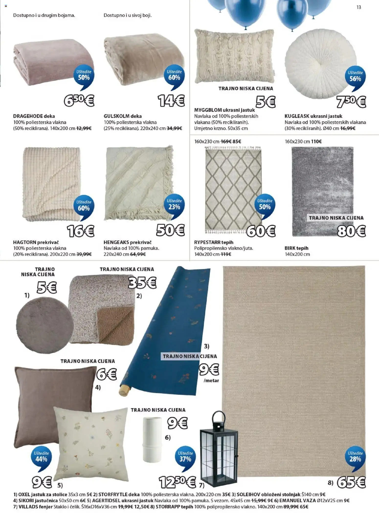 JYSK katalog | vrijedi od 08.04.2026 | Stranica: 13 | Proizvodi: Tepih, Fenjer, Jastuk za stolice, Deka