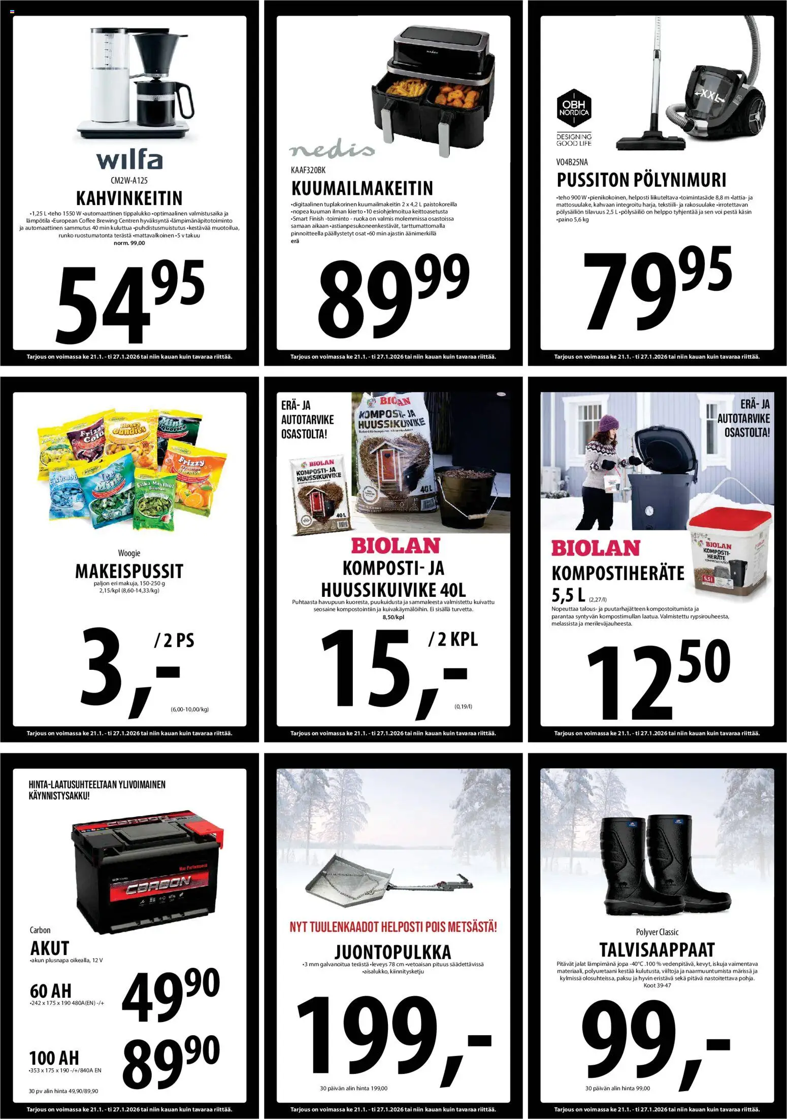 Tuuri tarjoukset – voimassa 21.01.2026 alkaen | Sivu: 14 | Tuotteet: Kahvinkeitin, Makeispussit, Komposti, Voi