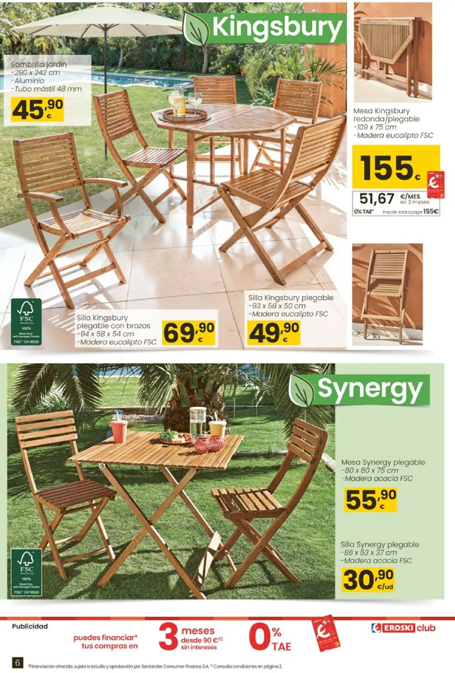 Eroski - Qué oasis │ válido desde el 26.03.2026 | Página: 6 | Productos: Sombrilla, Mesa, Silla