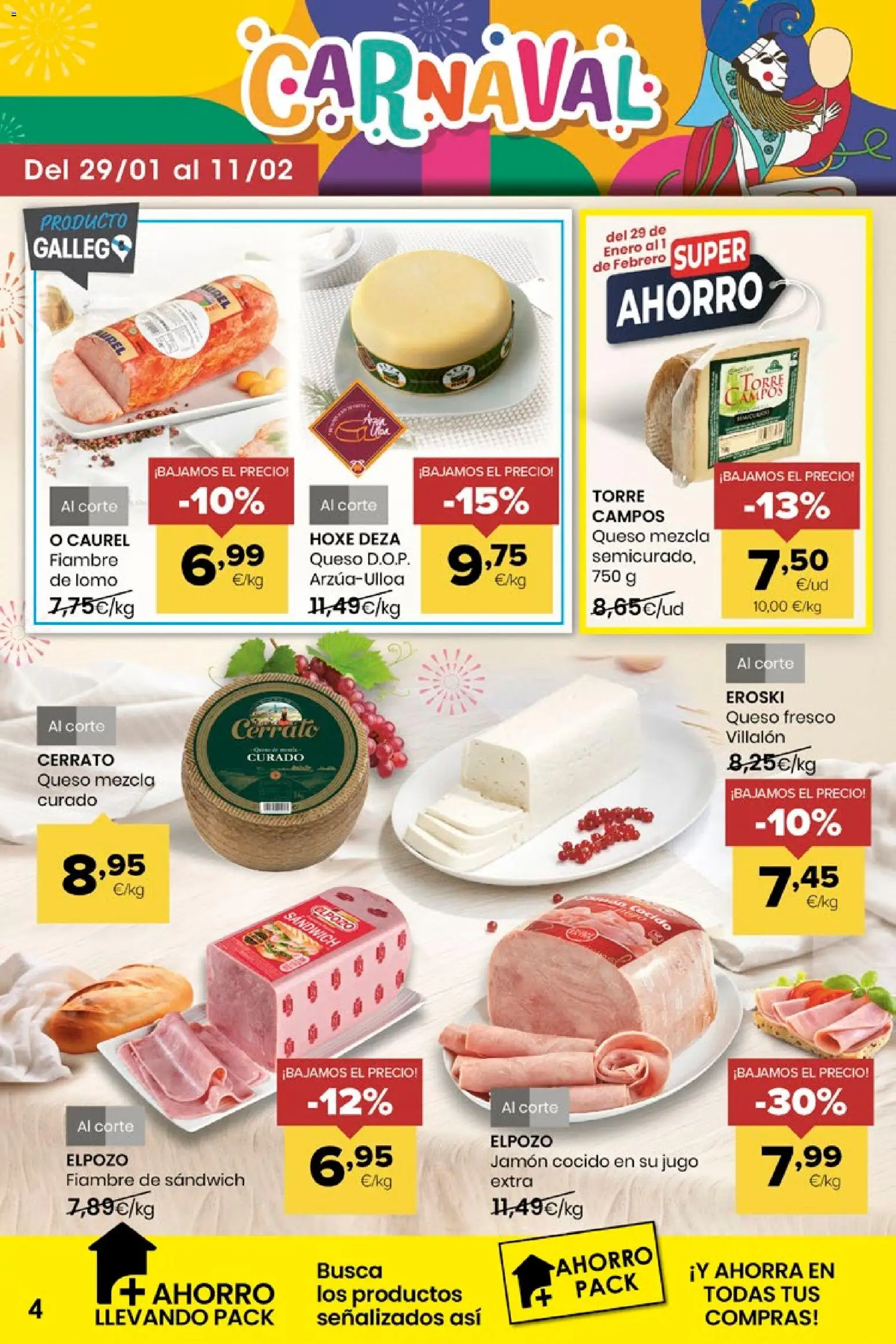 Eroski folleto │ válido desde el 29.01.2026 | Página: 4 | Productos: Queso, Jamón cocido, Jugo, Queso fresco