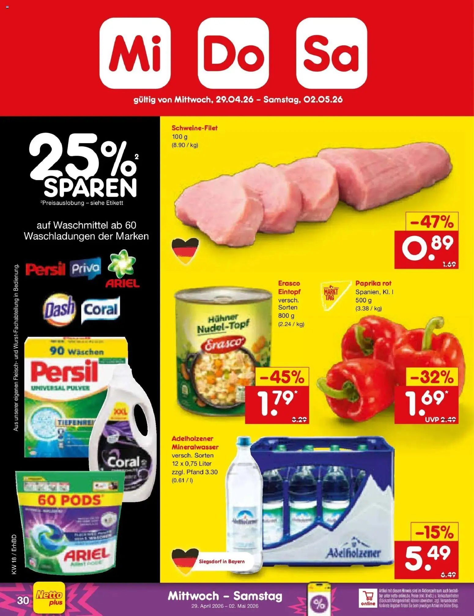 Netto Marken-Discount Prospekt Ergolding	 – gültig ab 27.04.2026 | Seite: 46 | Produkte: Paprika rot, Schweinefilet, Paprika, Persil