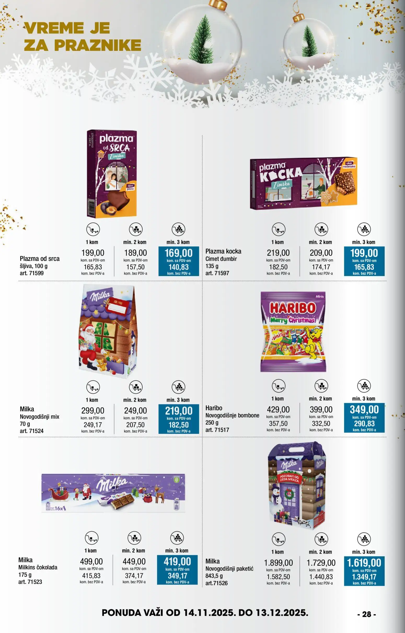 Metro katalog - važi od 14.11.2025 | Strana: 28 | Proizvode: Milka, Plazma, Haribo, Čokolada