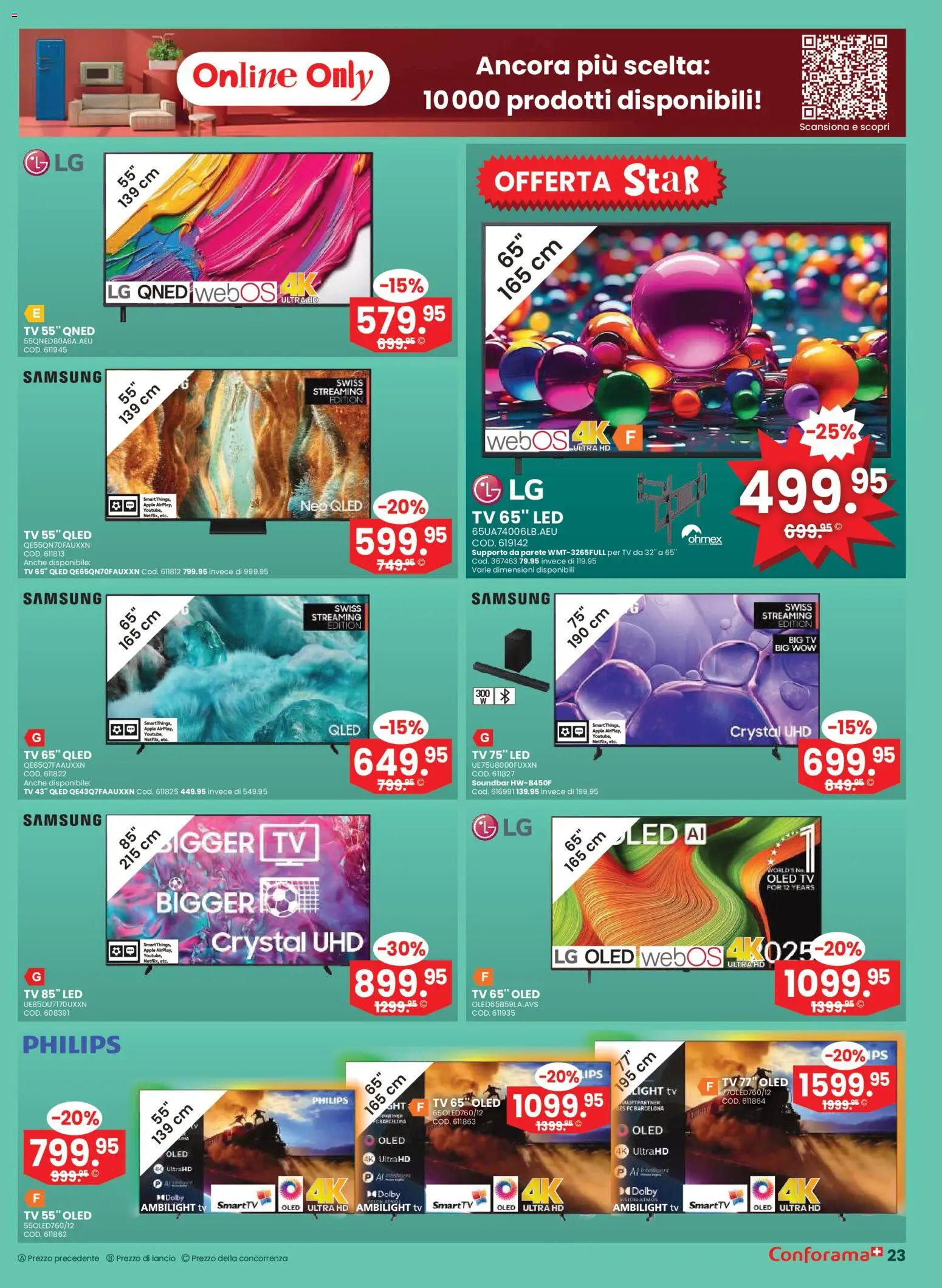Conforama Aktionen Mobili e Materassi – gültig ab 28.01.2026 | Seite: 23 | Produkte: TV, Samsung, LG, Philips