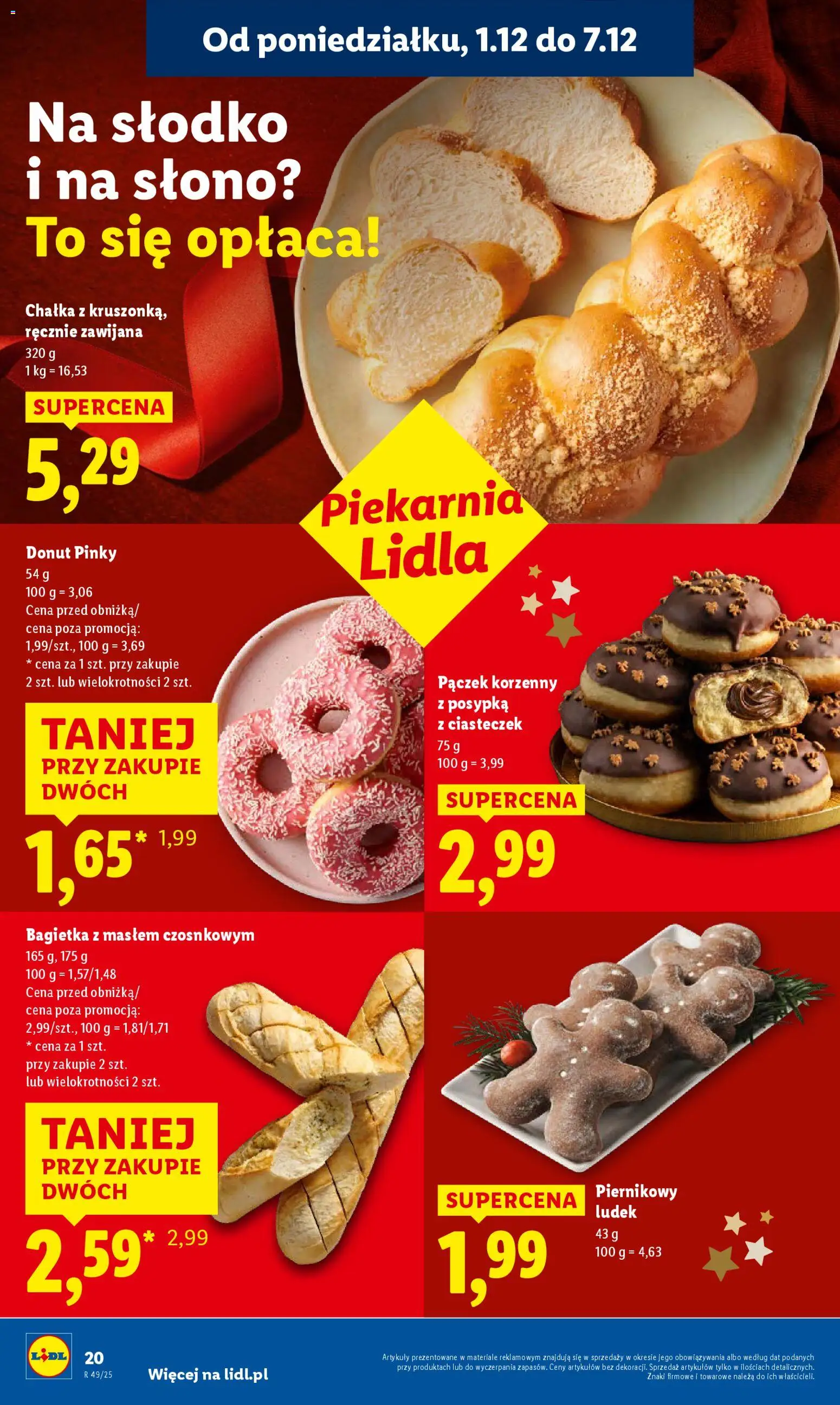 Lidl Gazetka od 01.12.2025 | Strona: 22 | Produkty: Piekarnia, Bagietka, Donut