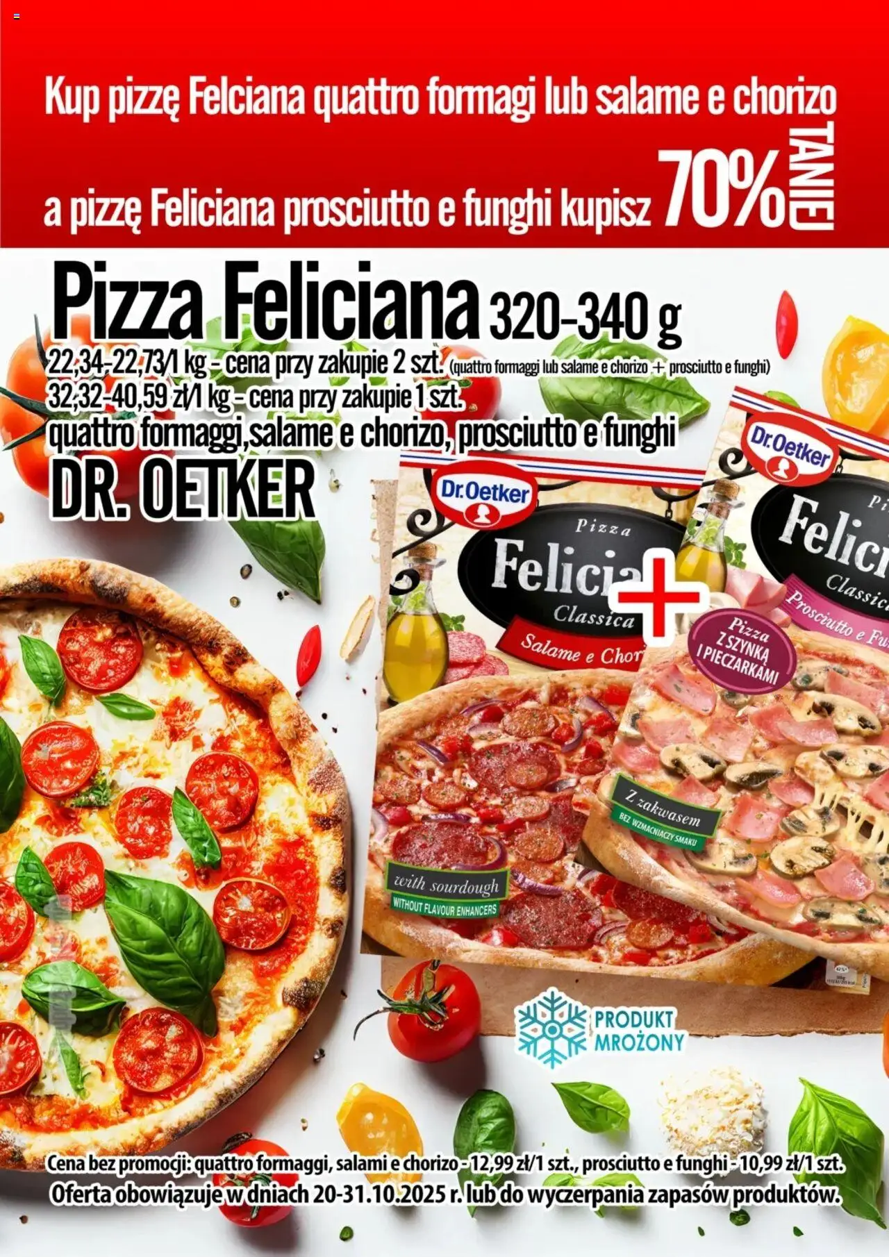 Prim Market Promocja - Pizza Feliciana Dr. Oetker od 20.10.2025 | Strona: 1 | Produkty: Szynka, Prosciutto, Salami, Pizza