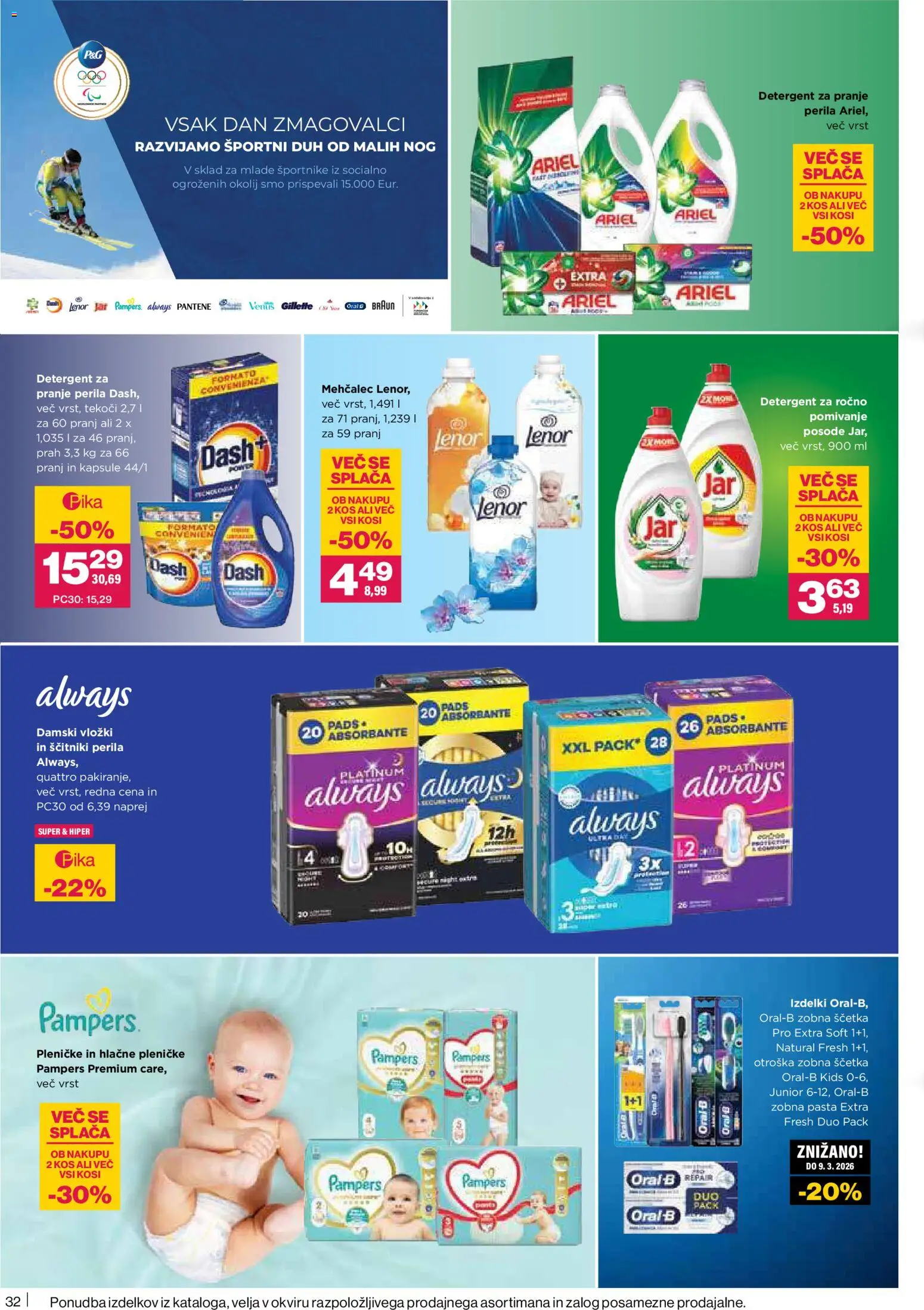 Novi Mercator katalog ponudbe – veljaven od 26.02.2026 | Stran: 32 | Izdelki: Vložki, Zobna pasta, Zobna scetka, Ščitniki