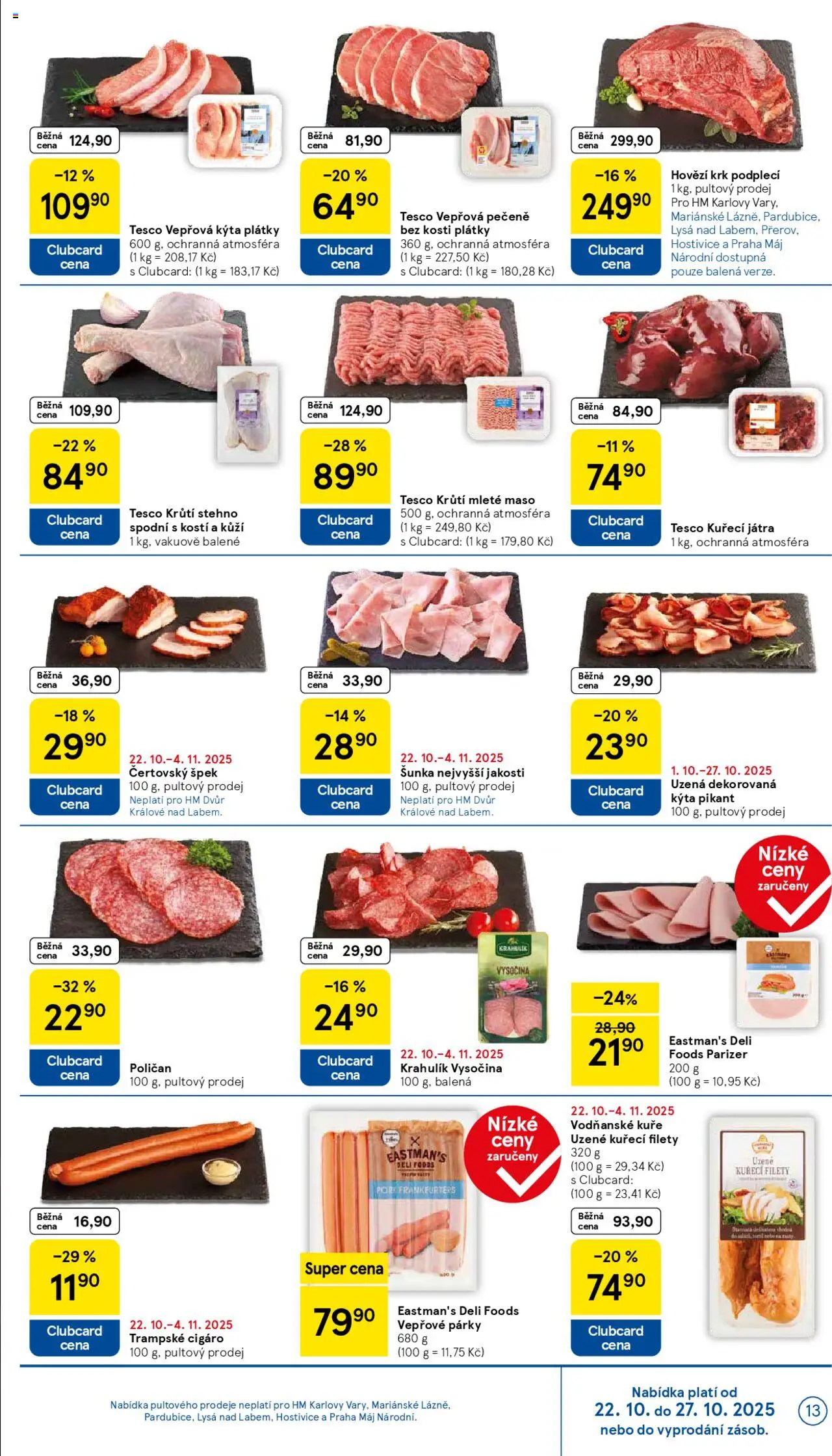 Tesco leták - Hypermarket od 22.10.2025 | Strana: 13 | Produkty: Vepřová pečeně, Párky, Maso, Kýta