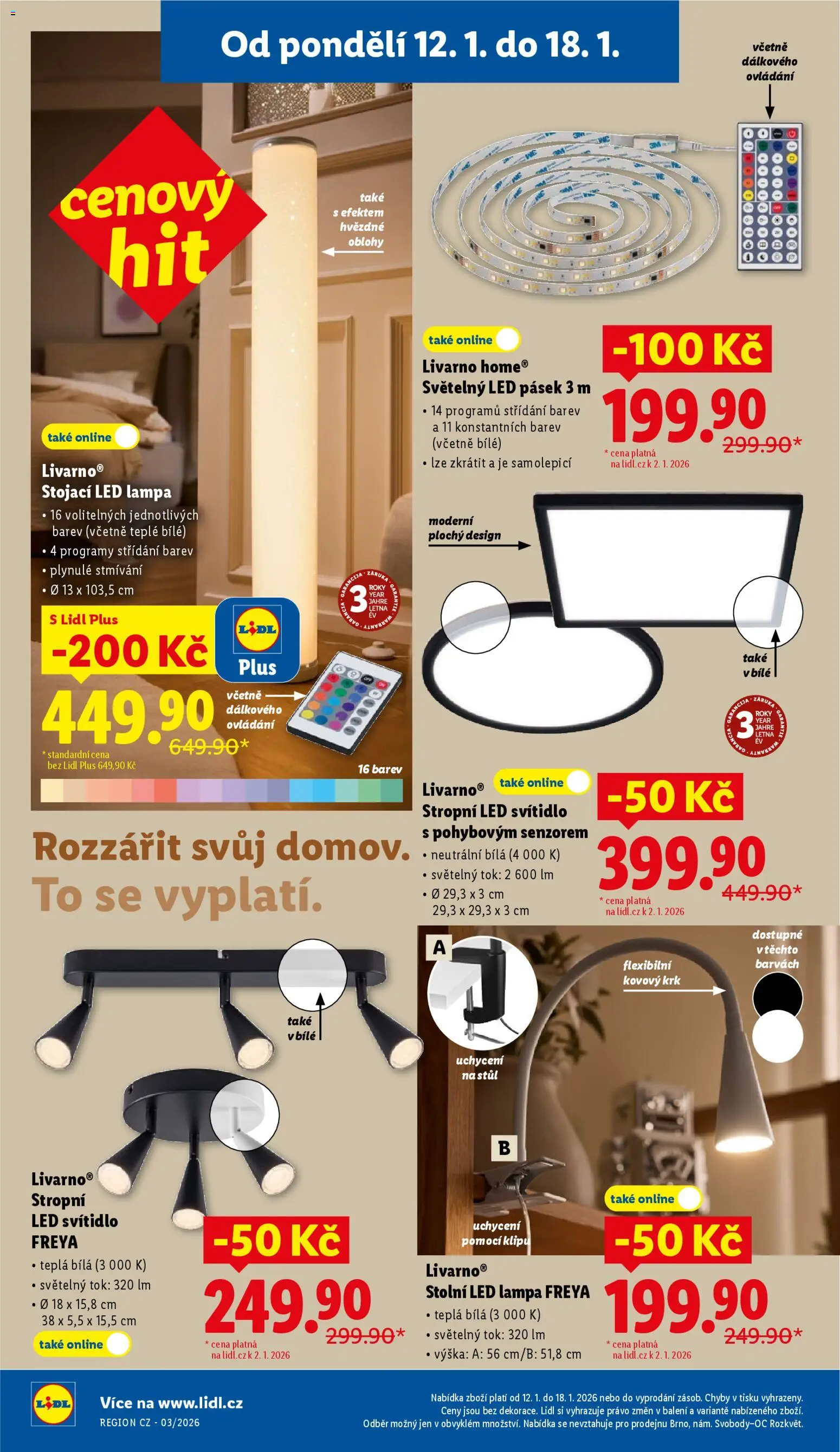 Lidl leták od 12.01.2026 | Strana: 36 | Produkty: LED lampa, Stojací LED lampa, Lampa, LED