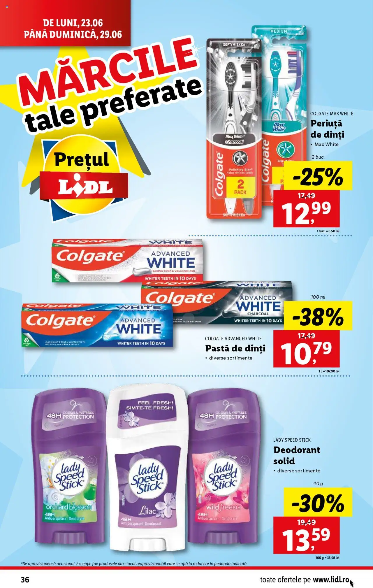 Catalog Lidl – valabil de la 23.06.2025 | Pagină: 36 | Produse: Deodorant, Antiperspirant, Pastă de dinți