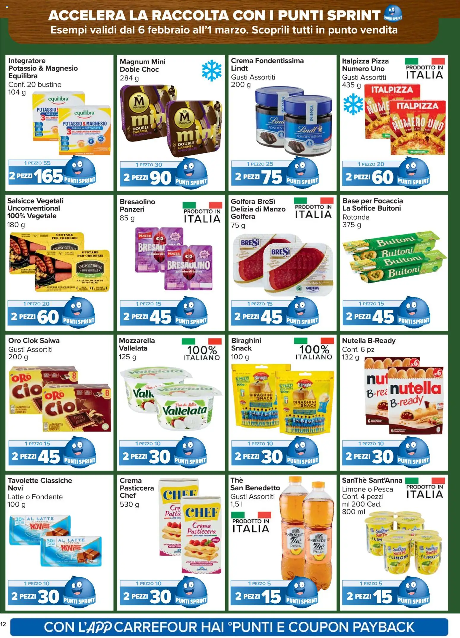 Volantino Carrefour del 17.02.2026 | Pagina: 12 | Prodotti: Crema, Focaccia, Latte, Nutella