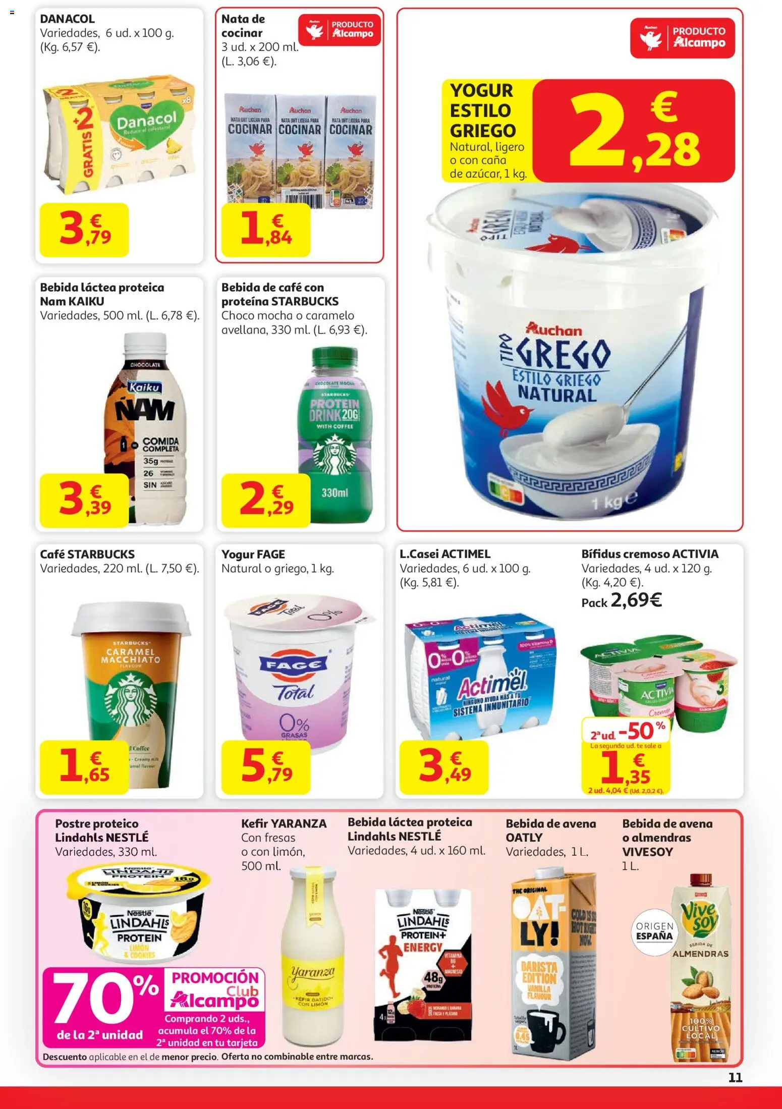 Alcampo - HG Nacional Cat │ válido desde el 15.01.2026 | Página: 11 | Productos: Yogur, Café, Chocolate, Bebida de avena