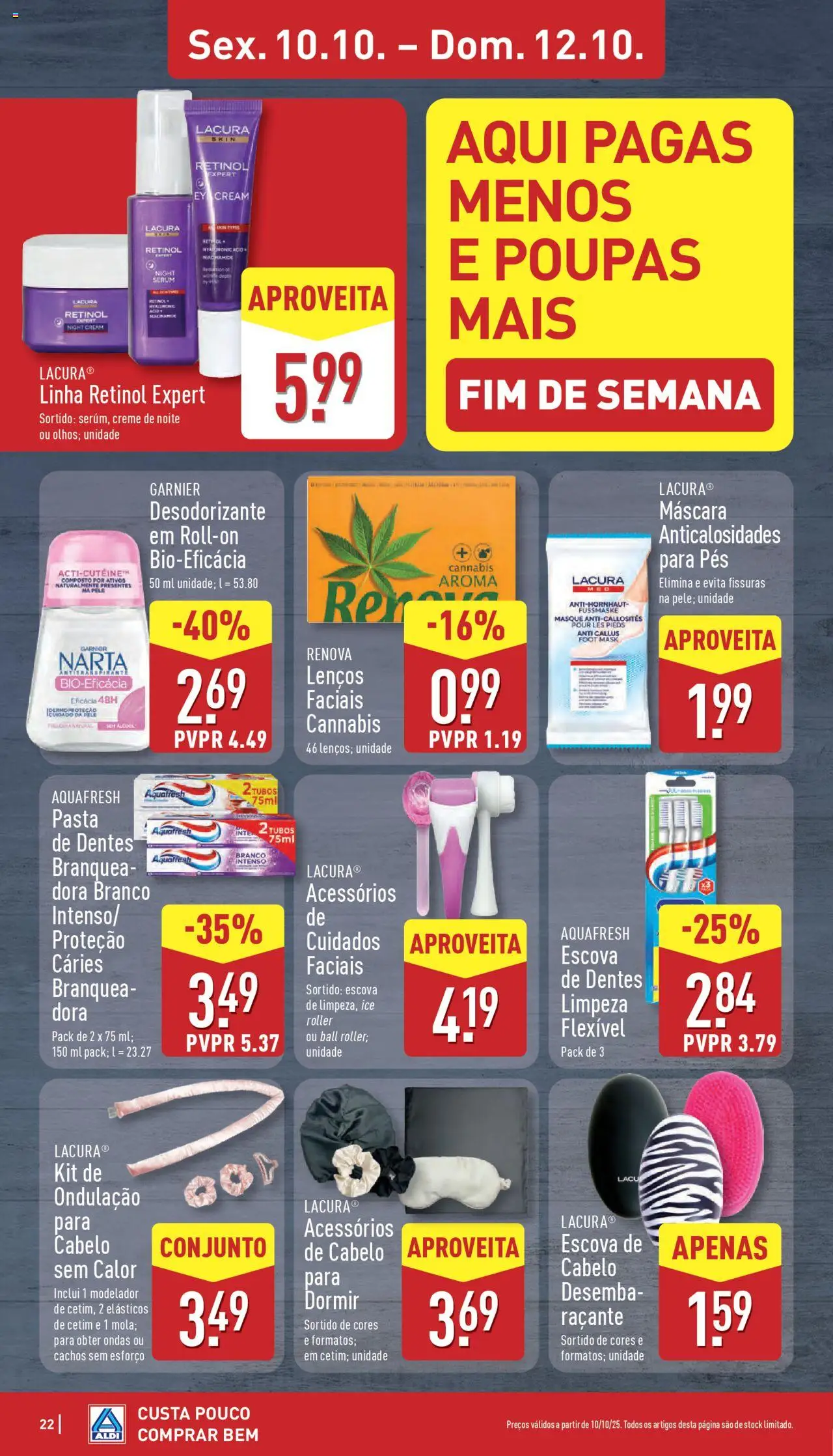 Aldi folheto │ válido de 06.10.2025 | Página: 22 | Produtos: Desodorizante, Pasta de dentes, Sérum, Creme