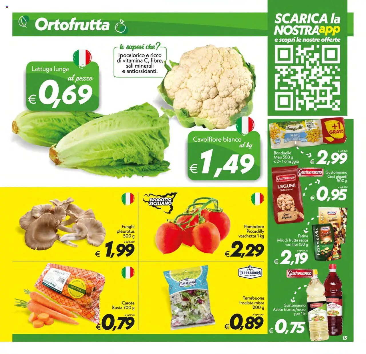 Volantino SuperConveniente del 17.10.2025 | Pagina: 15 | Prodotti: Carota, Ceci, Frutta, Vino bianco