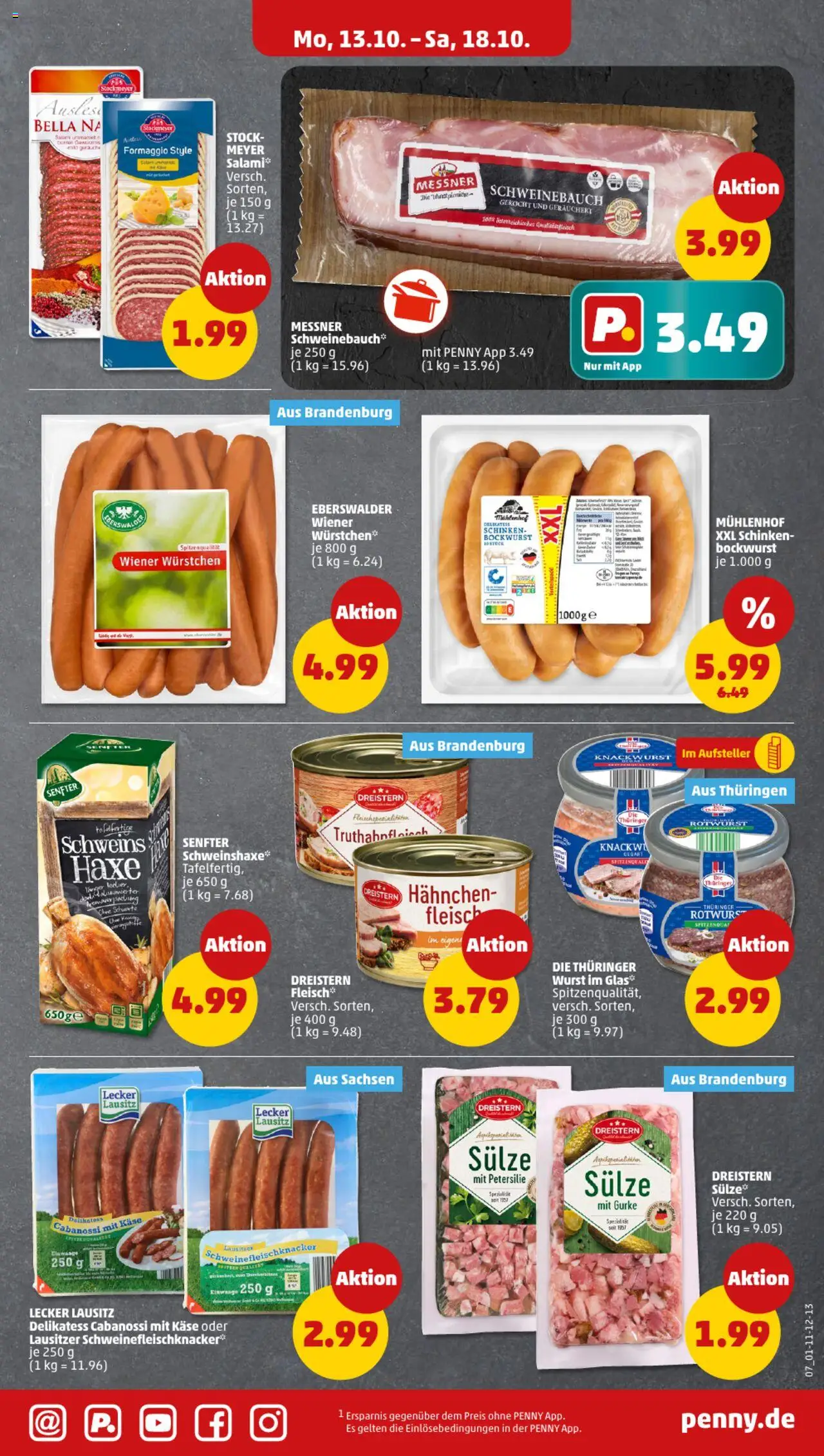 Penny Prospekt 	 – gültig ab 13.10.2025 | Seite: 11 | Produkte: Bockwurst, Hahnchen, Käse, Petersilie