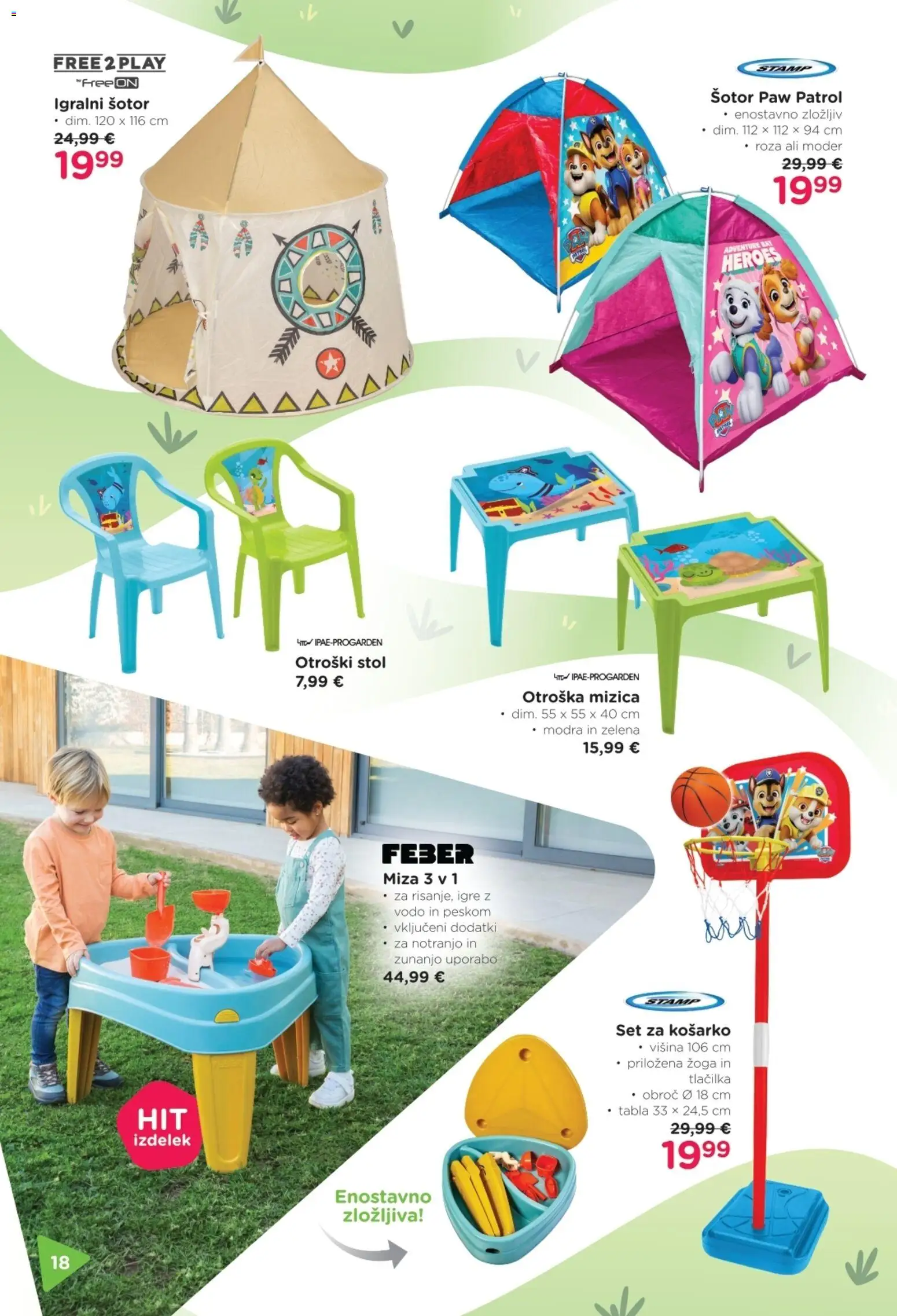 Novi Baby center katalog ponudbe – veljaven od 12.03.2026 | Stran: 18 | Izdelki: Šotor, Mizica, Stol, Zelena